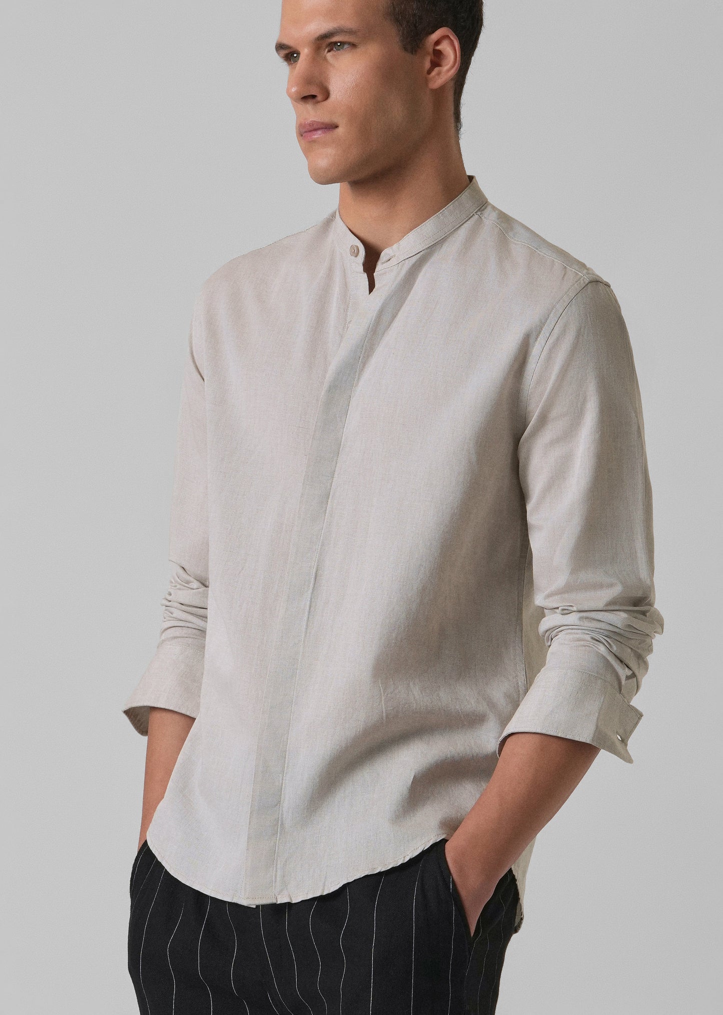 Ecru Beige Cotton Linen Shirt