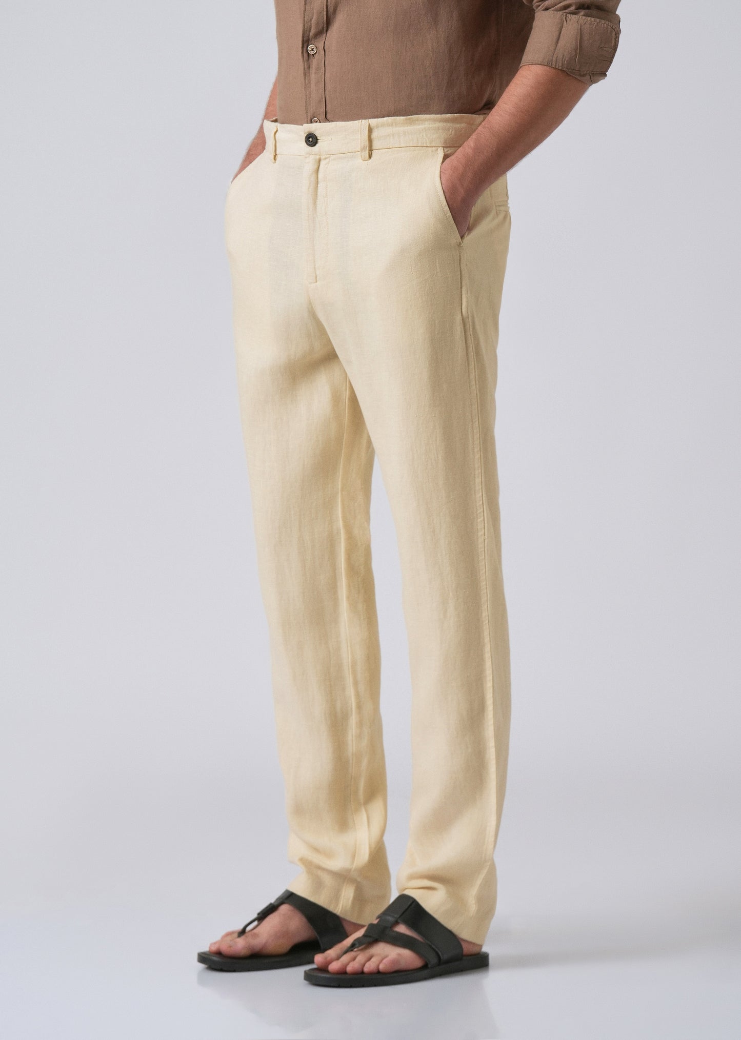 Ecru Cream Linen Pant