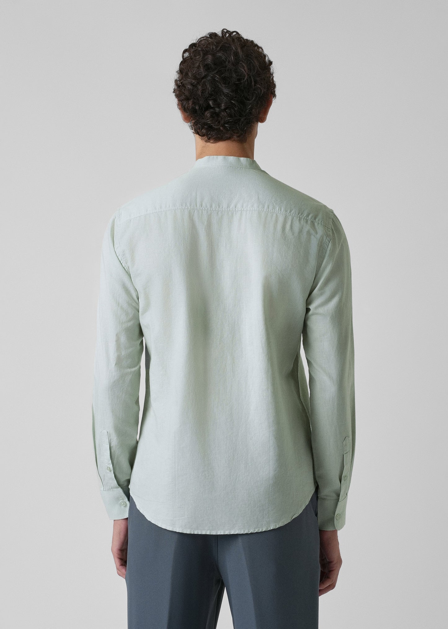 French Mist Green Cotton Linen Shirt