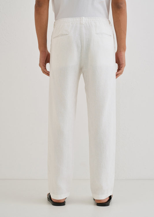 Glacier White Linen pant
