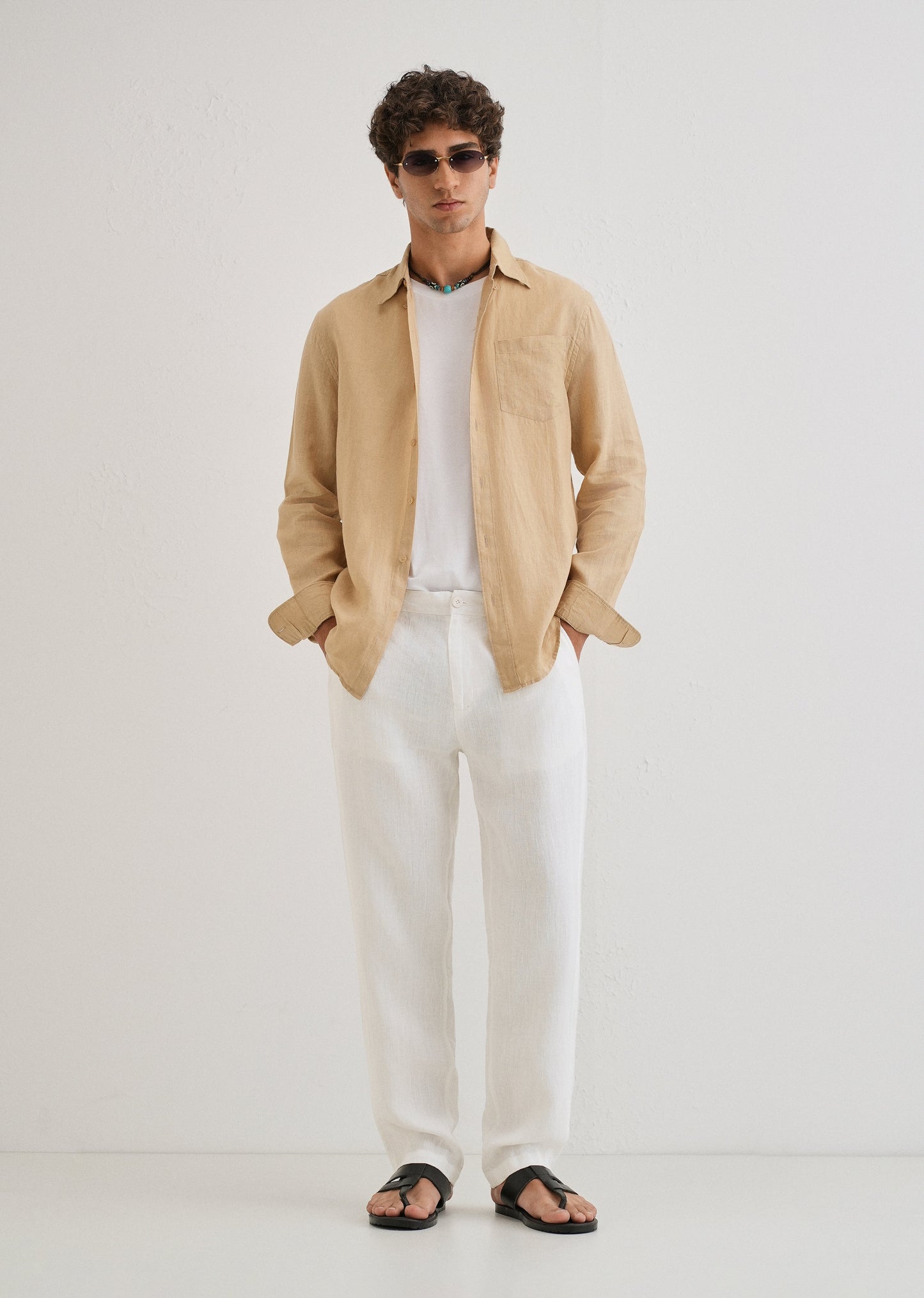Glacier White Linen pant