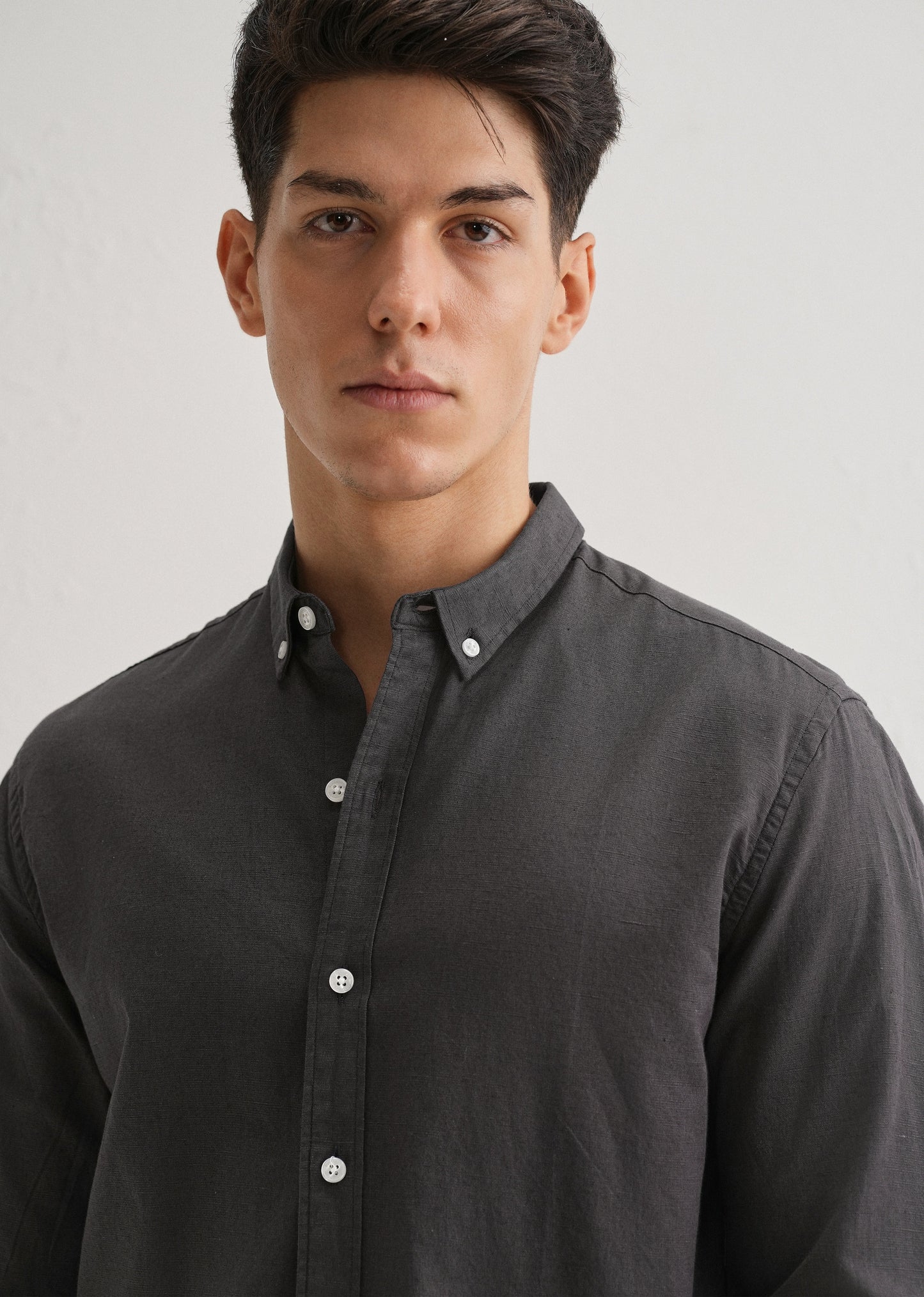 Granite Gray Cotton Linen Shirt