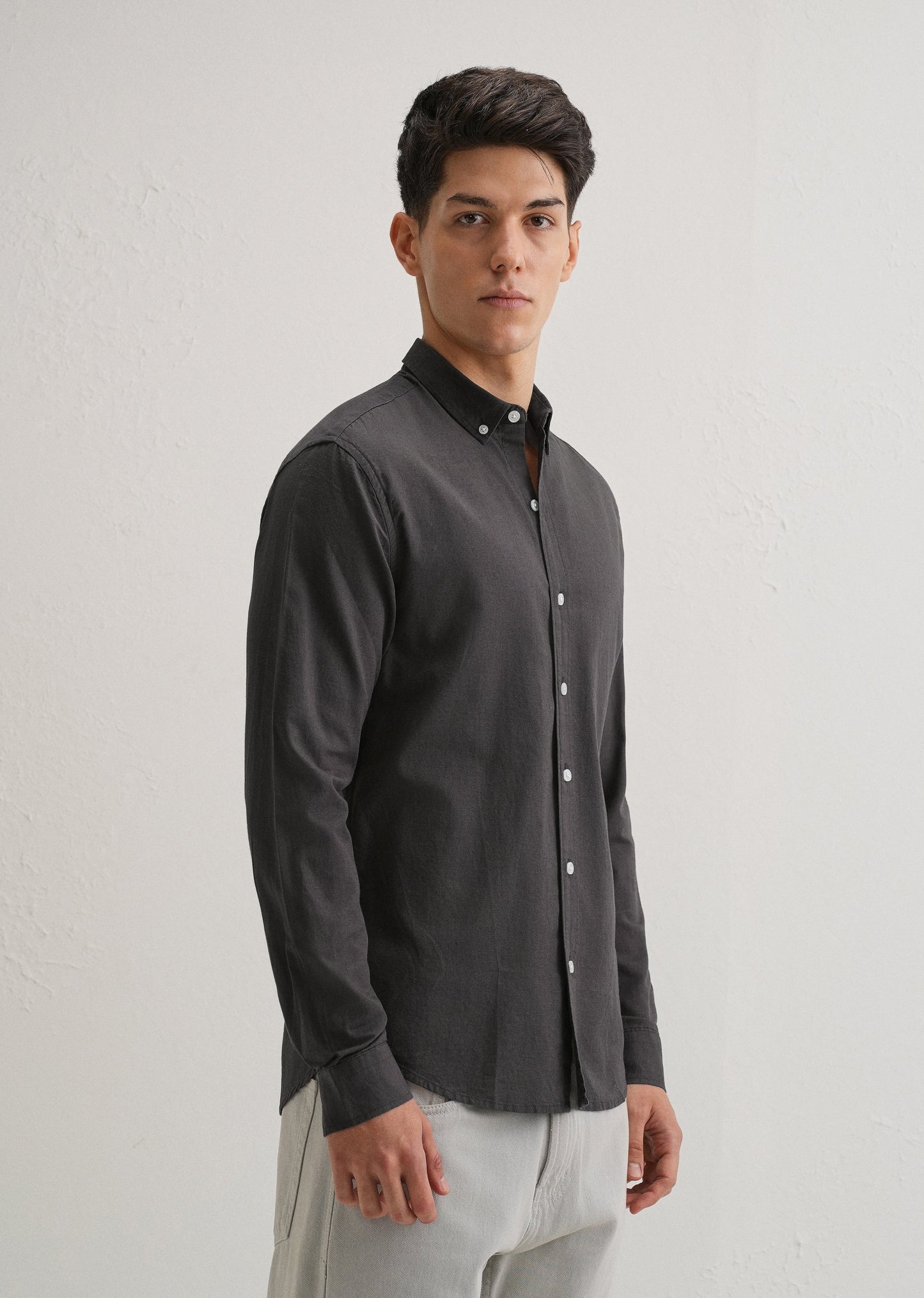 Granite Gray Cotton Linen Shirt