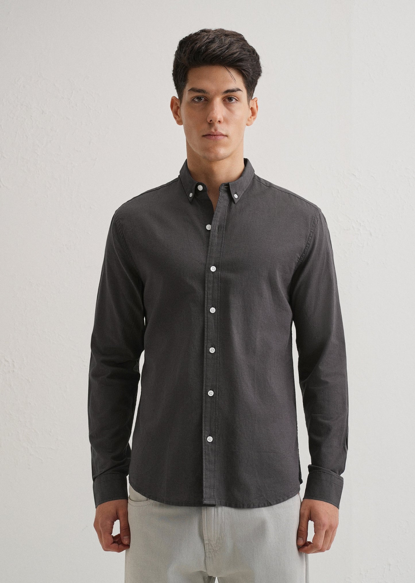 Granite Gray Cotton Linen Shirt