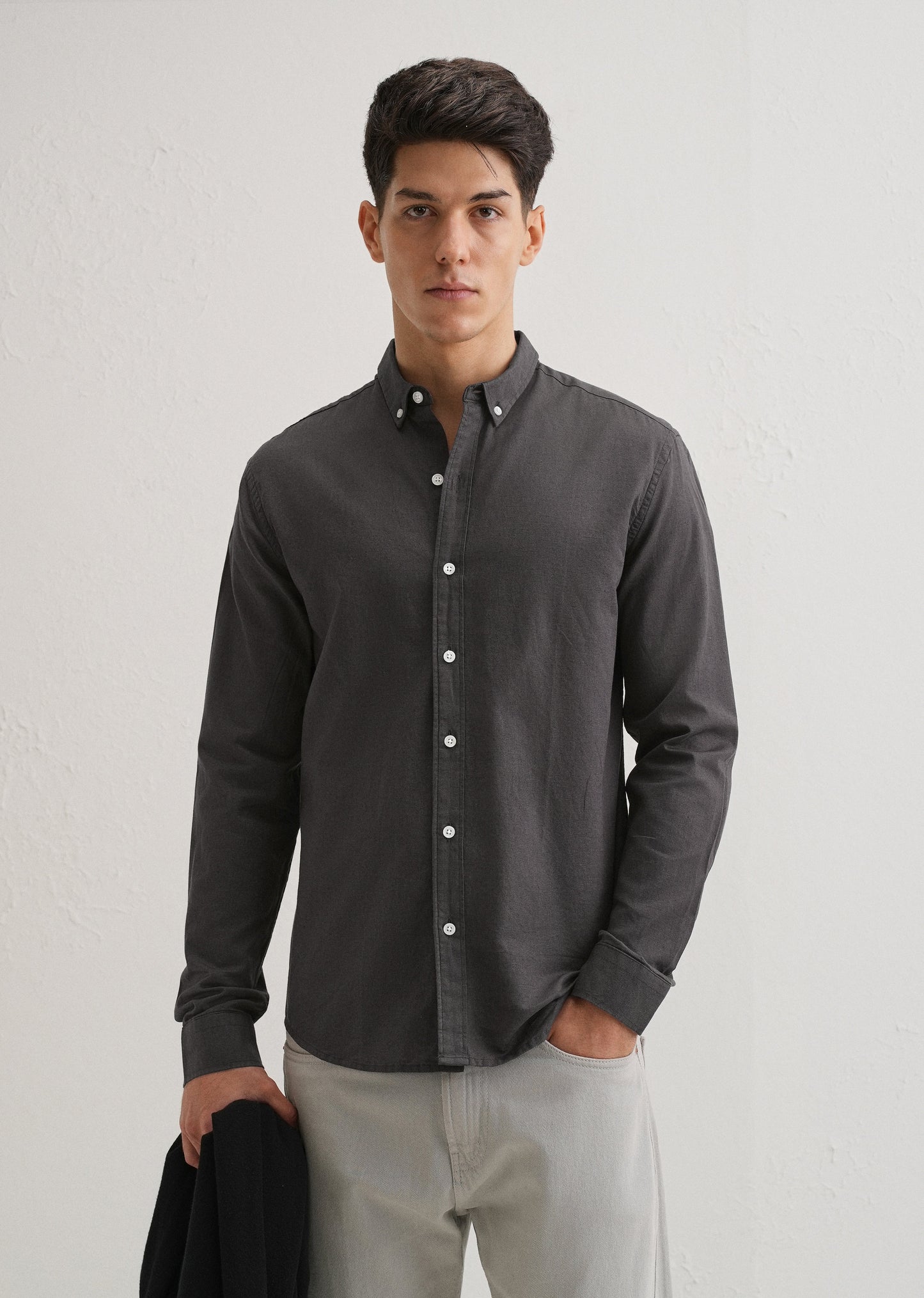 Granite Gray Cotton Linen Shirt