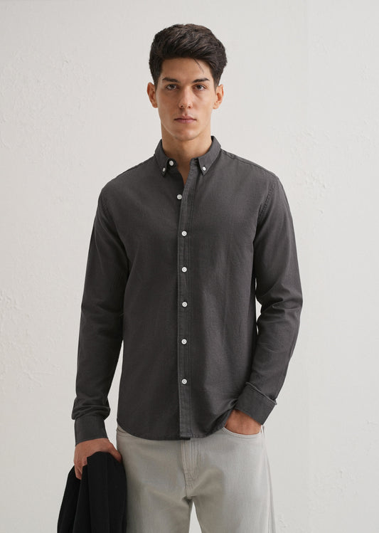 Granite Gray Cotton Linen Shirt