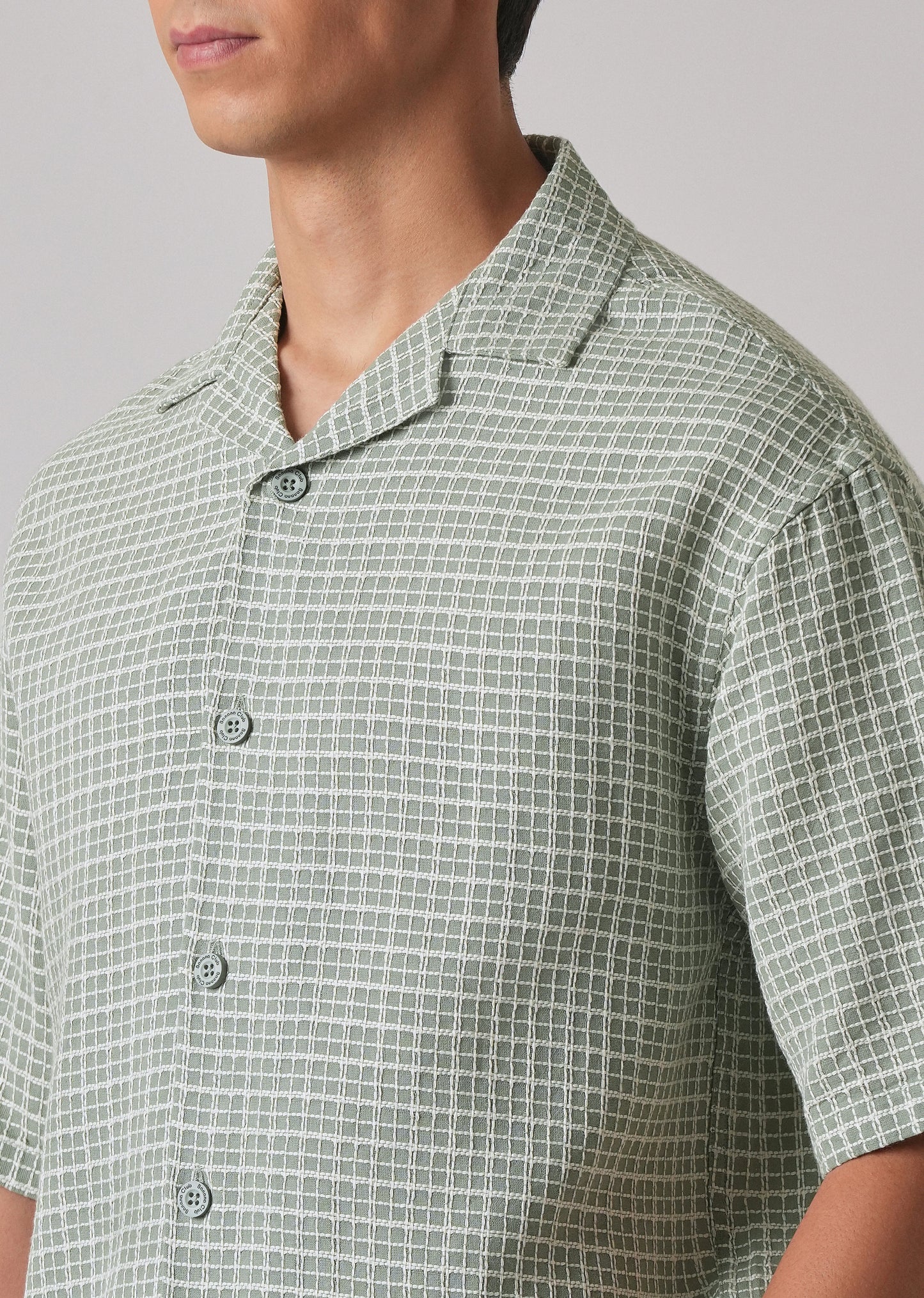Green Cotton Chenille Check Shirt