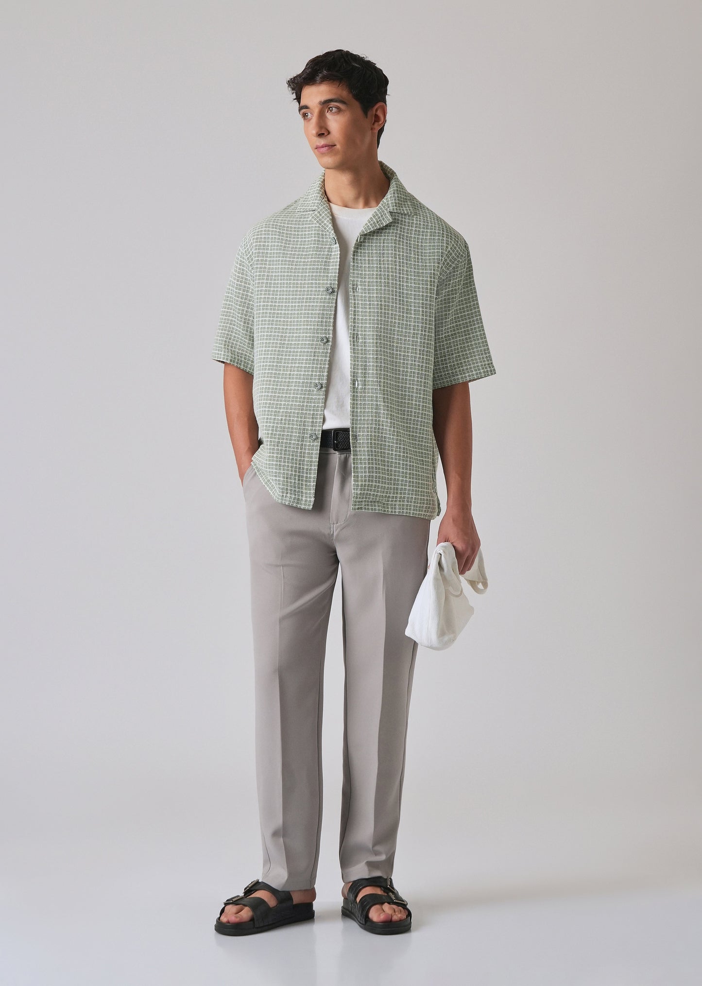 Green Cotton Chenille Check Shirt