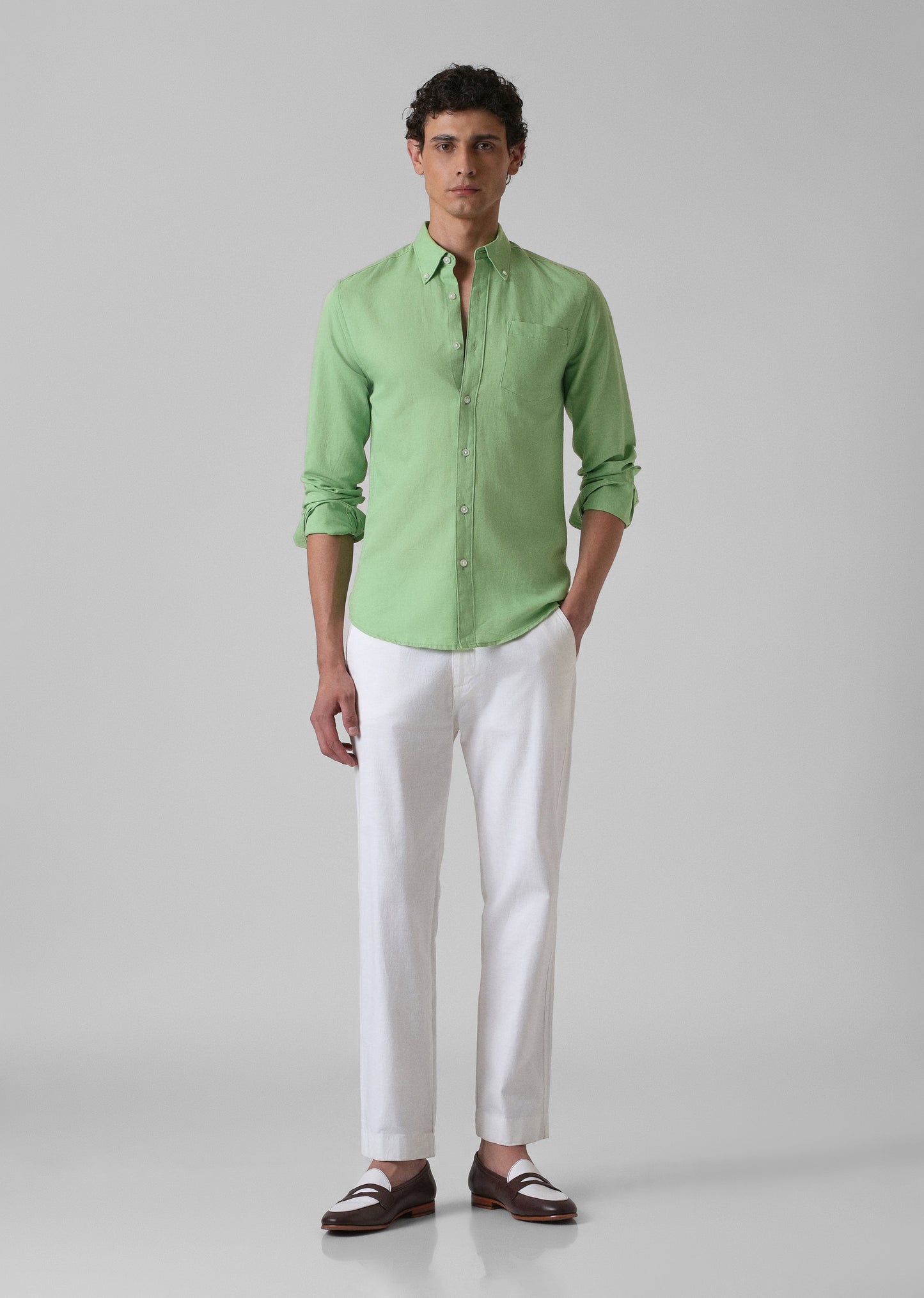 Green Cotton Linen Shirt