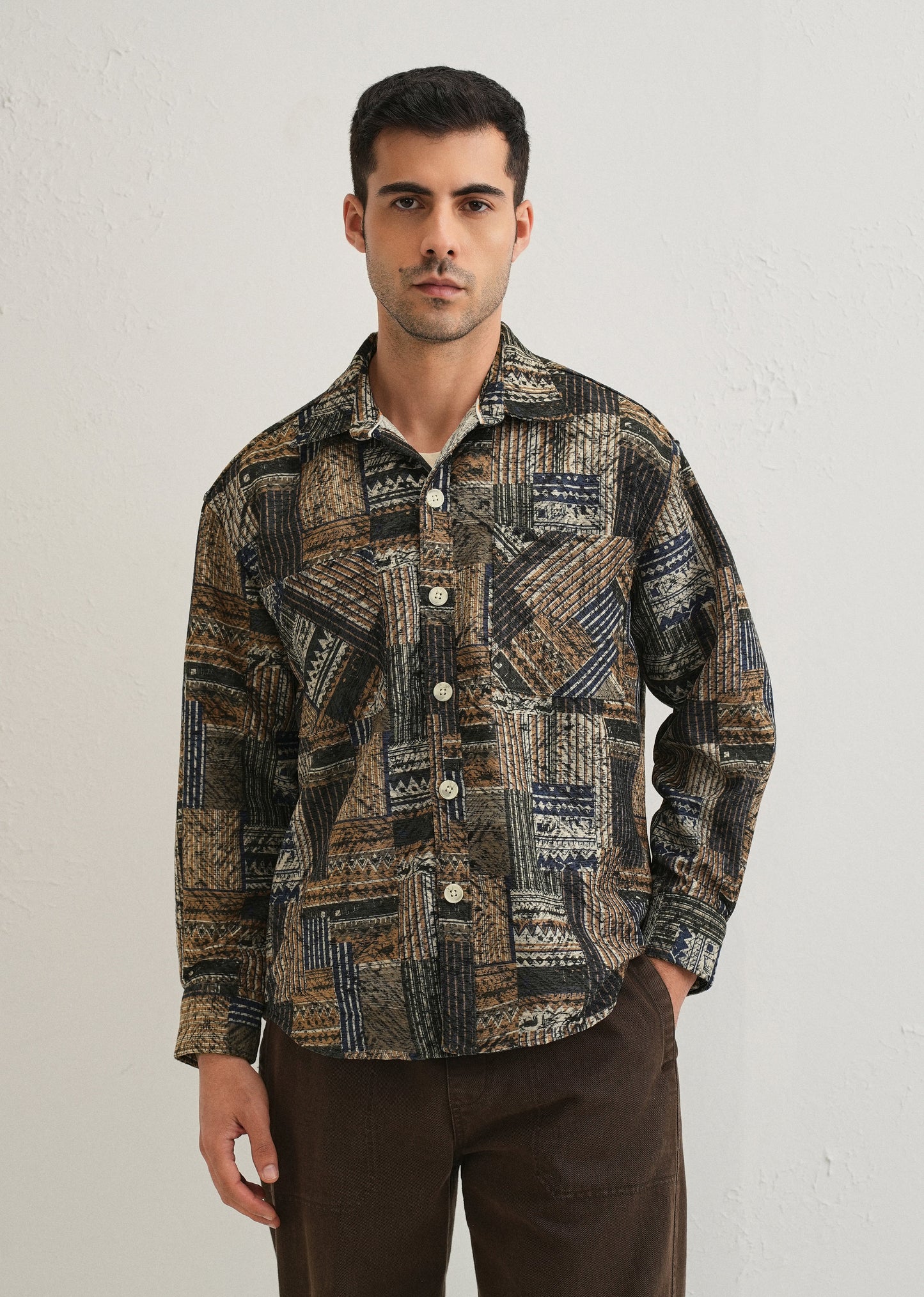 Green Line Abstract Regular Fit Shacket