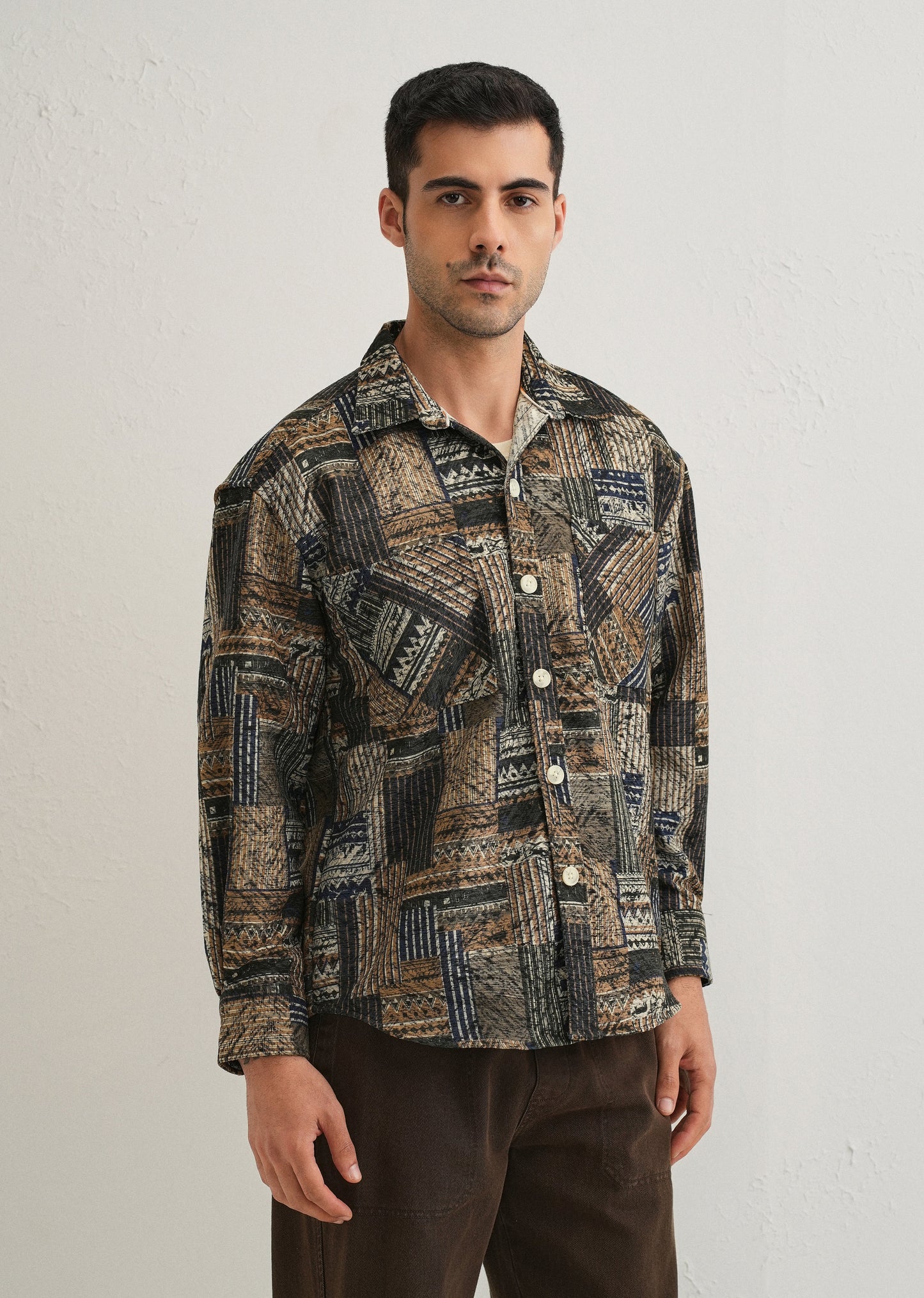 Green Line Abstract Regular Fit Shacket