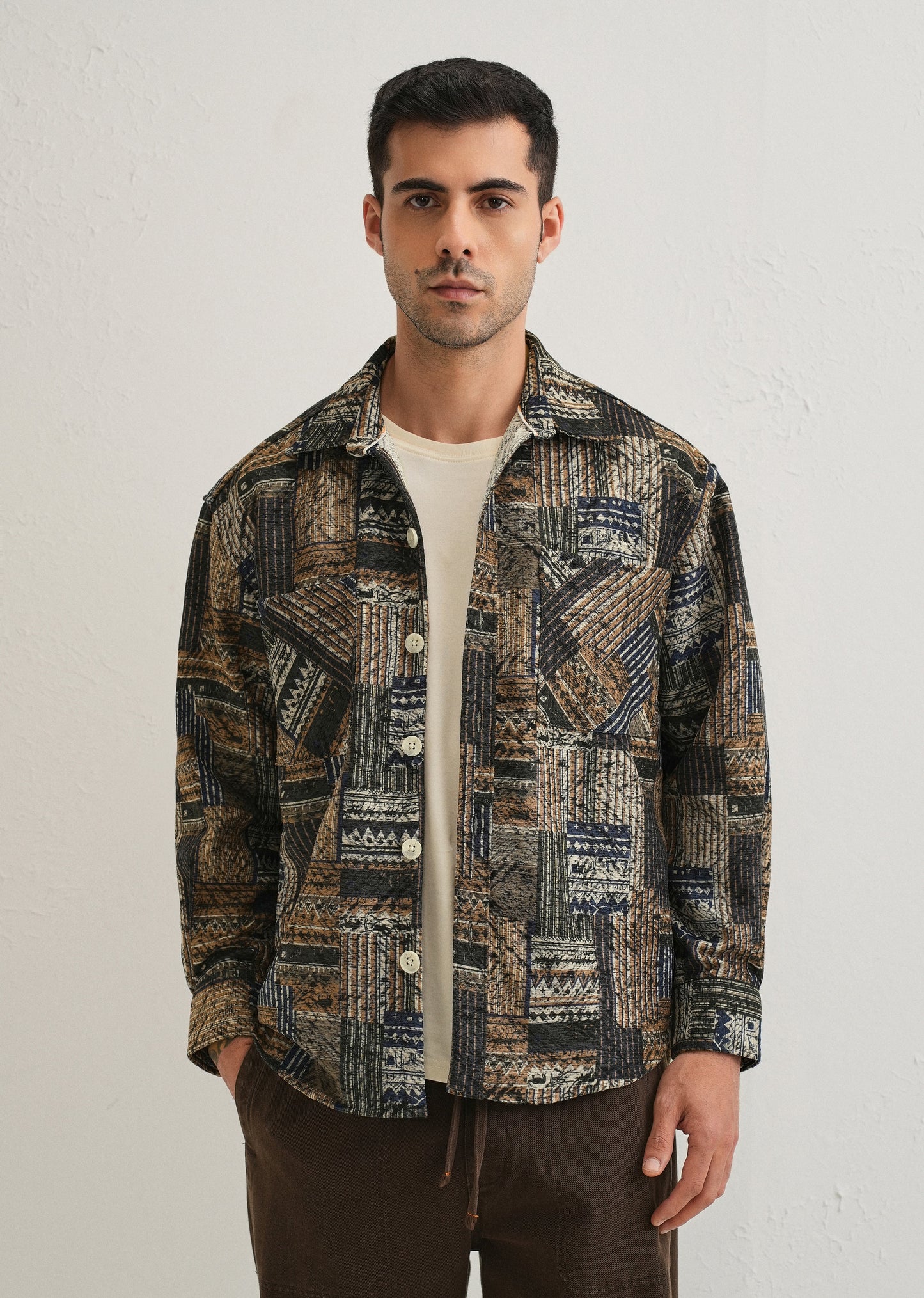 Green Line Abstract Regular Fit Shacket