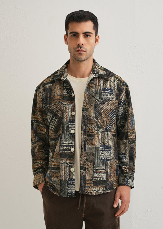 Green Line Abstract Regular Fit Shacket