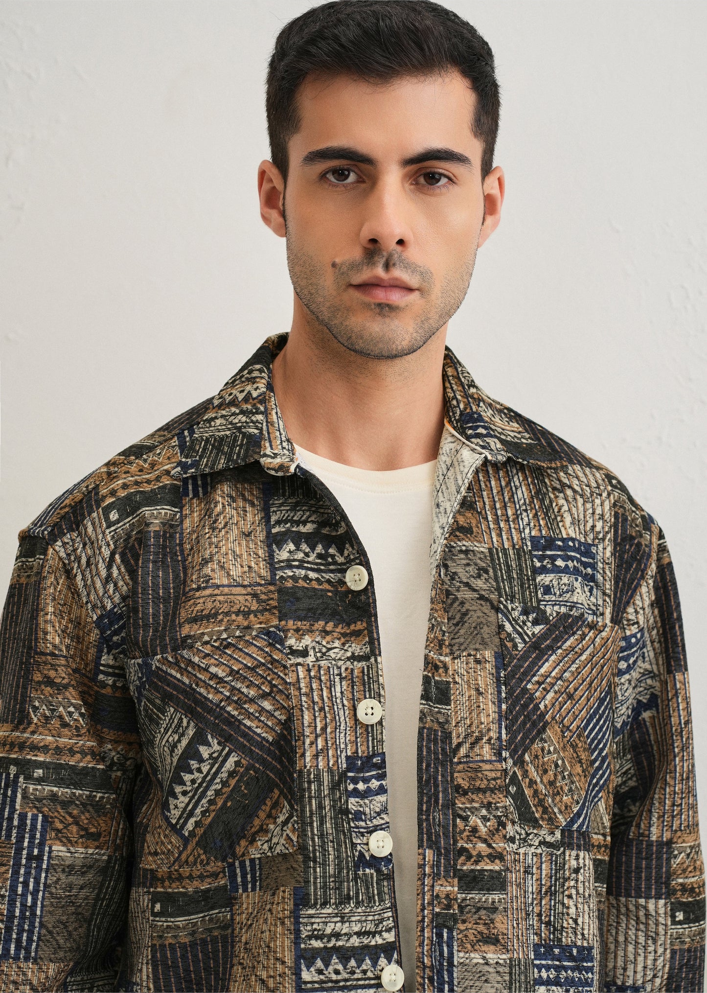 Green Line Abstract Regular Fit Shacket