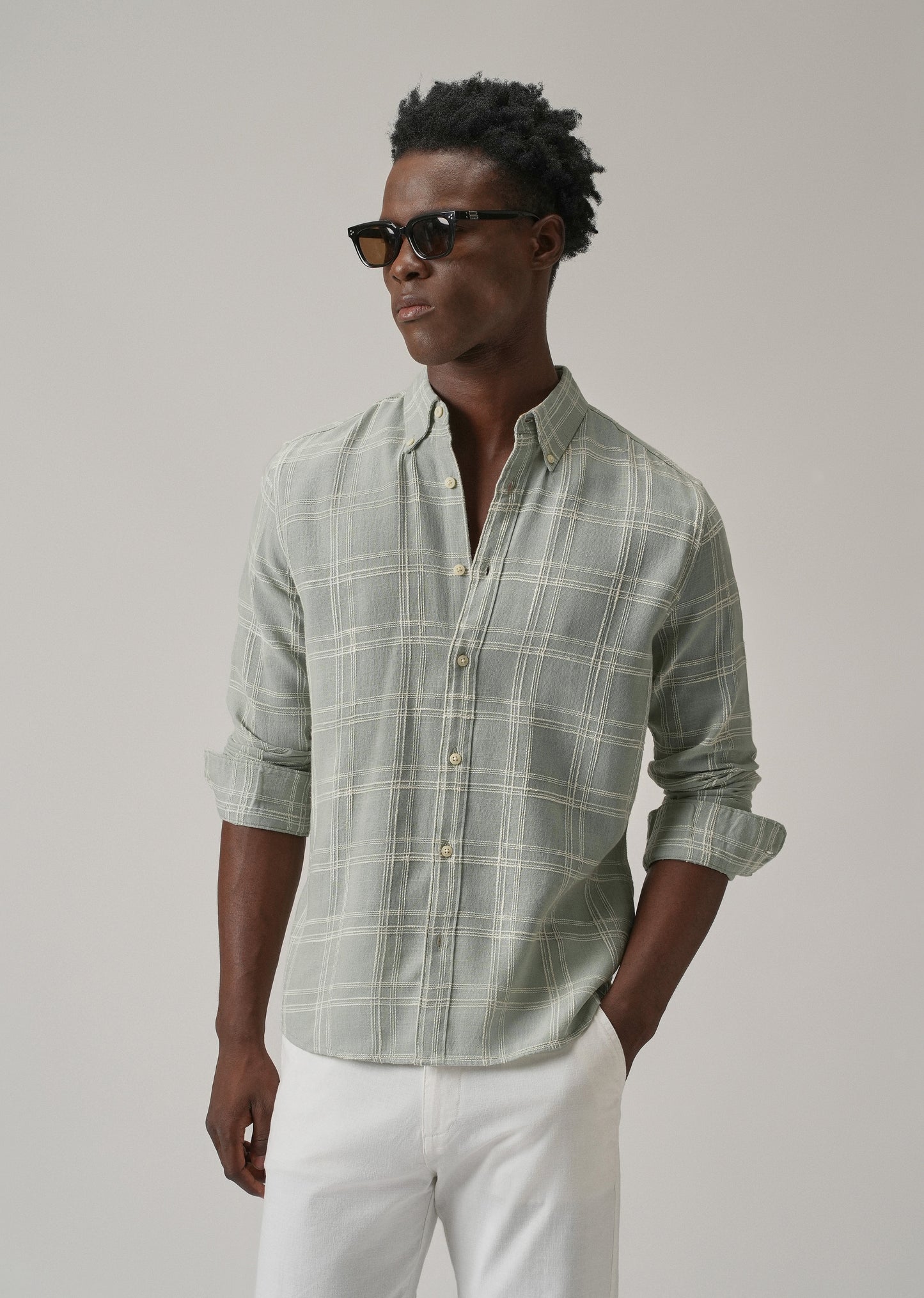 Green Chenille Check Shirt