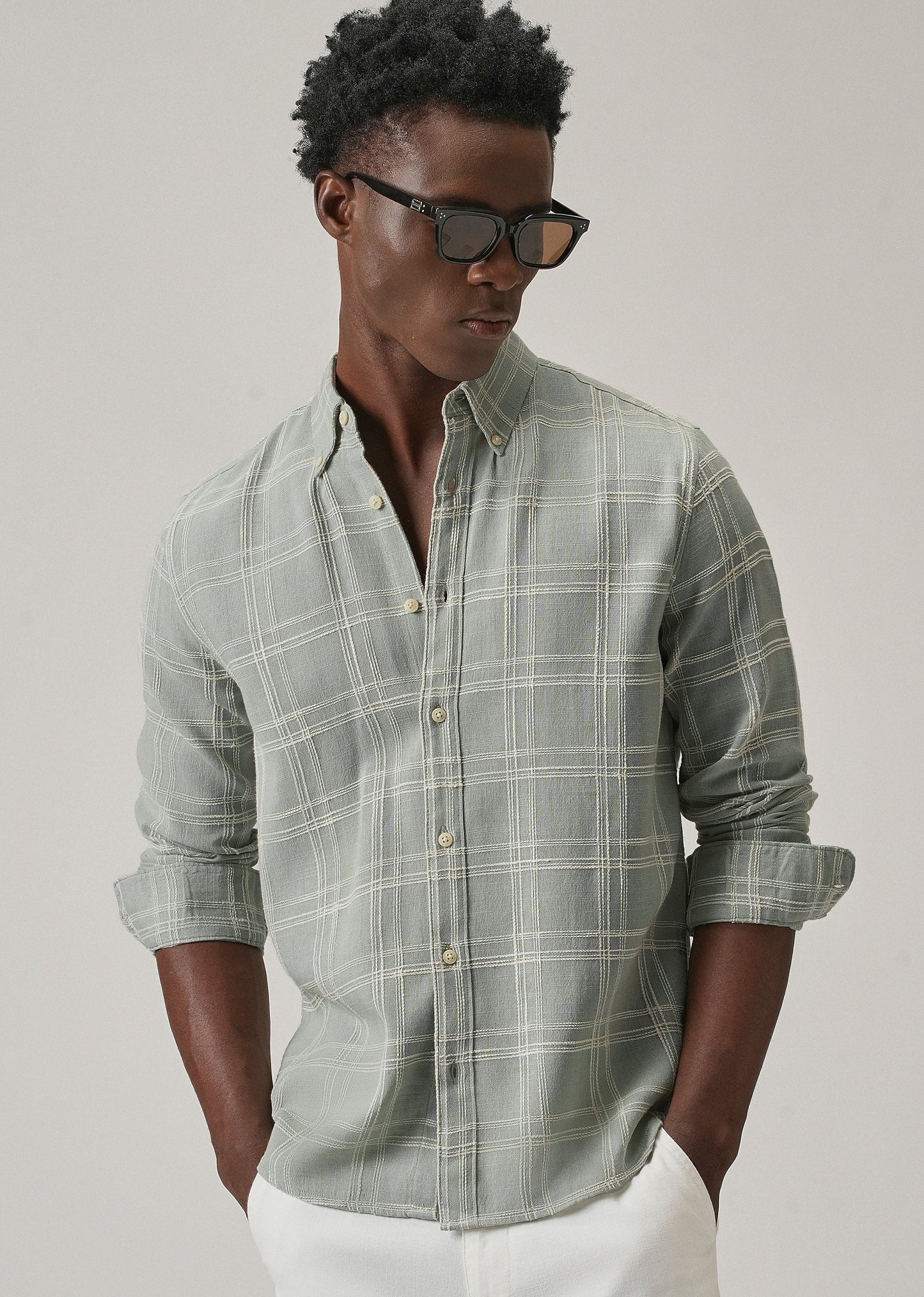 Green Chenille Check Shirt