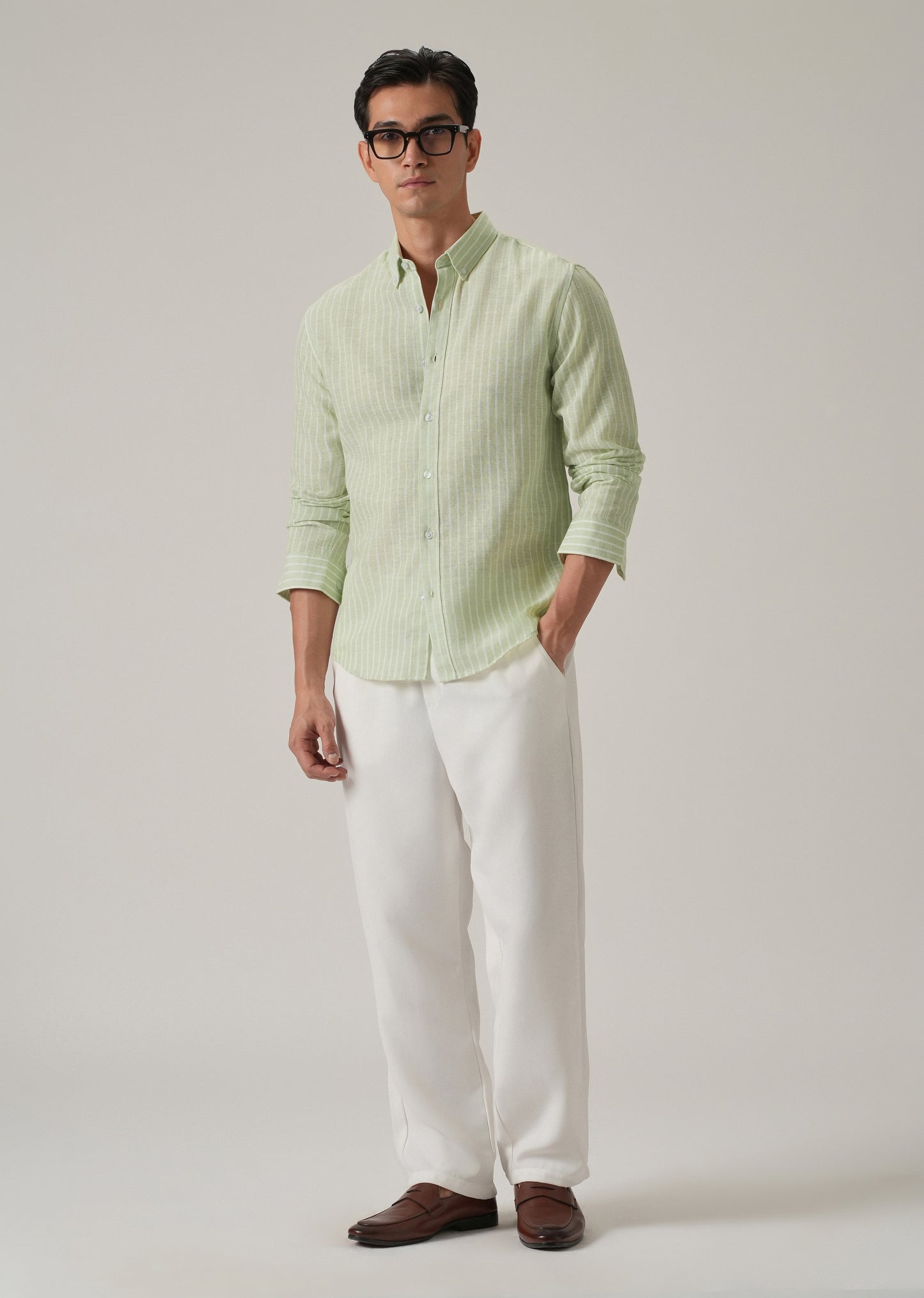 Green Stripe Linen Shirt