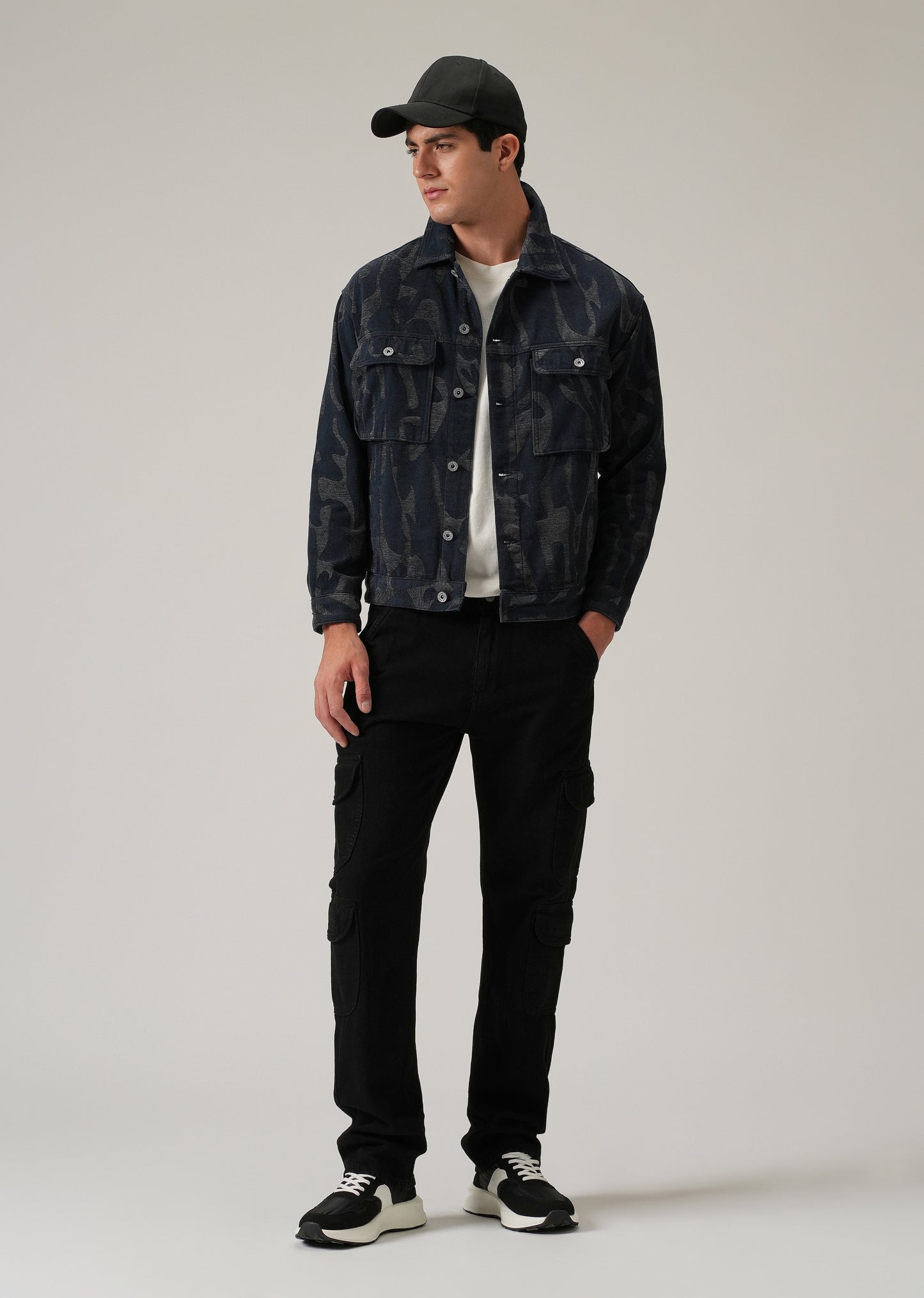 Grey Denim Jacquard Jacket