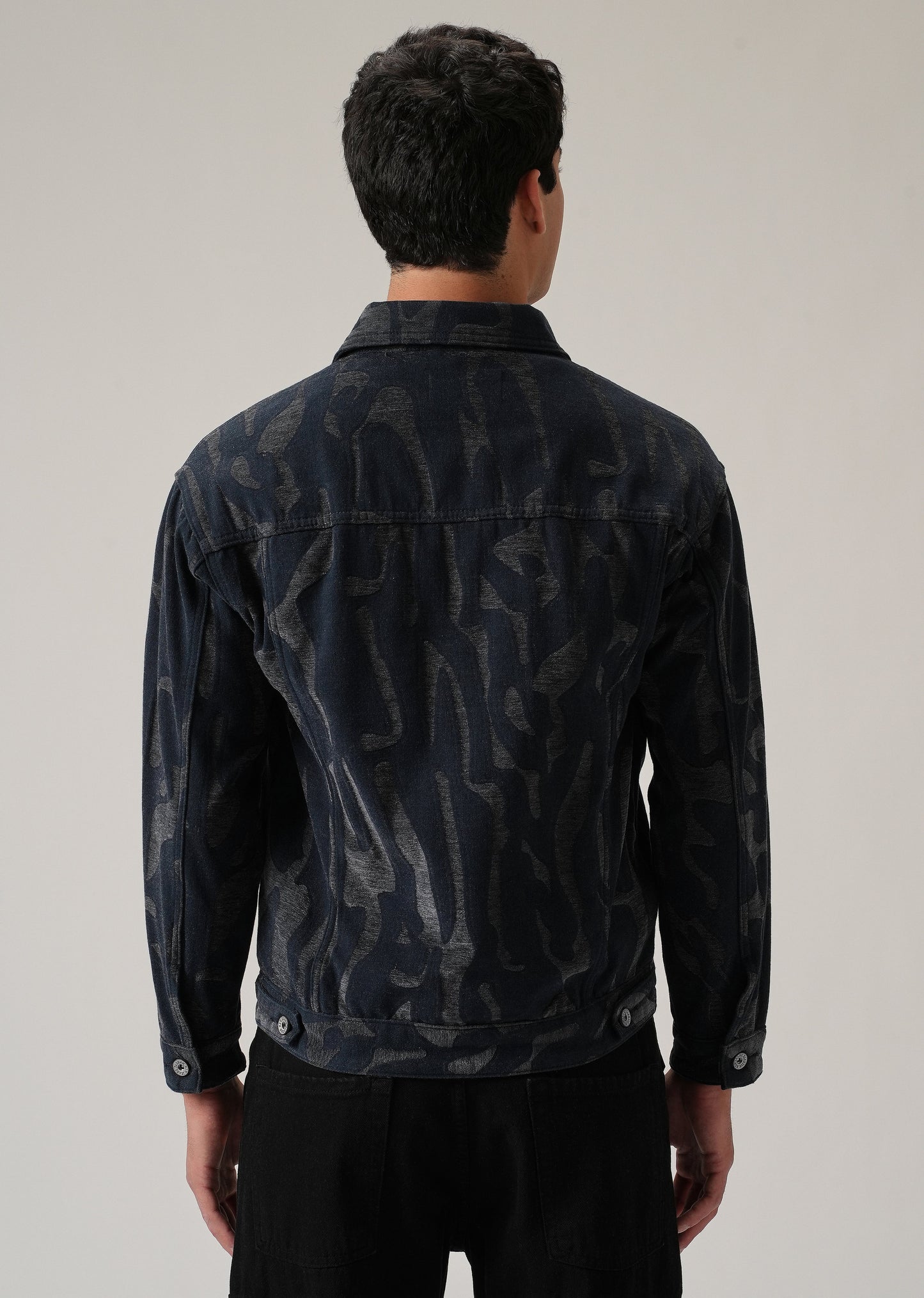 Grey Denim Jacquard Jacket