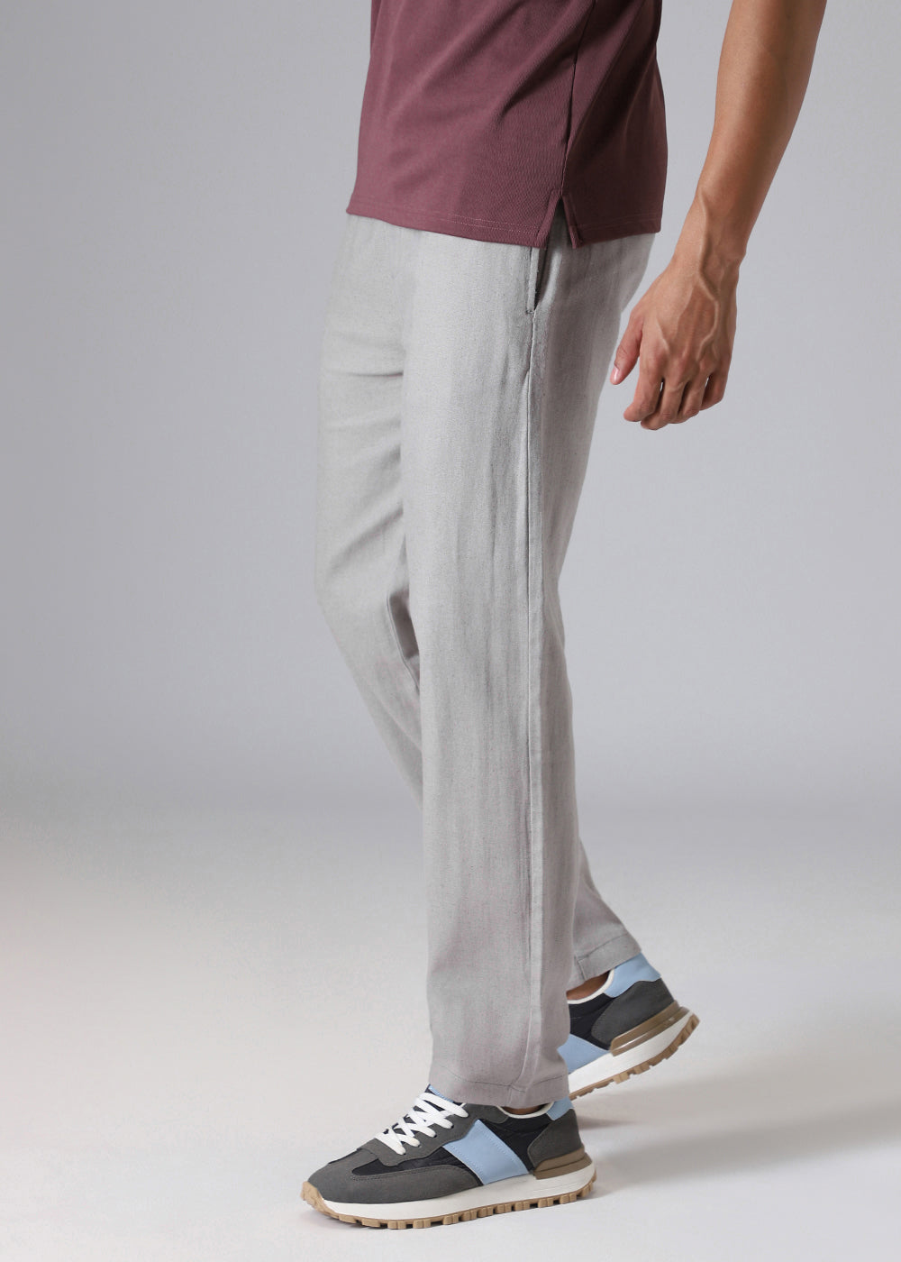 Grey Drawstring Linen Pant