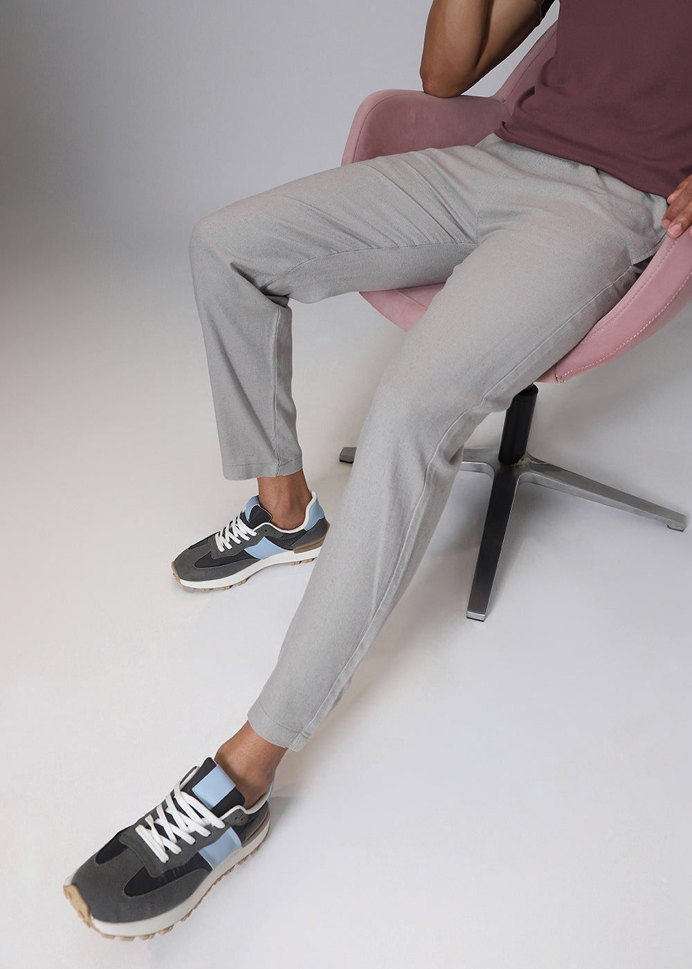 Grey Drawstring Linen Pant