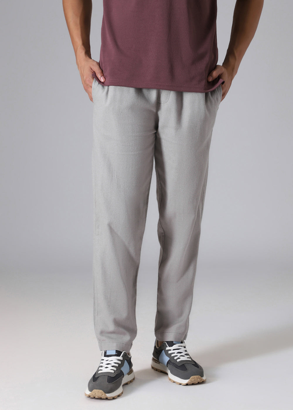 Grey Drawstring Linen Pant