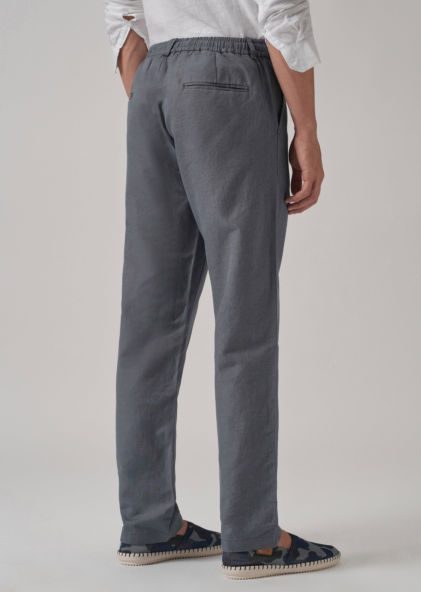 Grey Linen Relaxed Fit Trouser