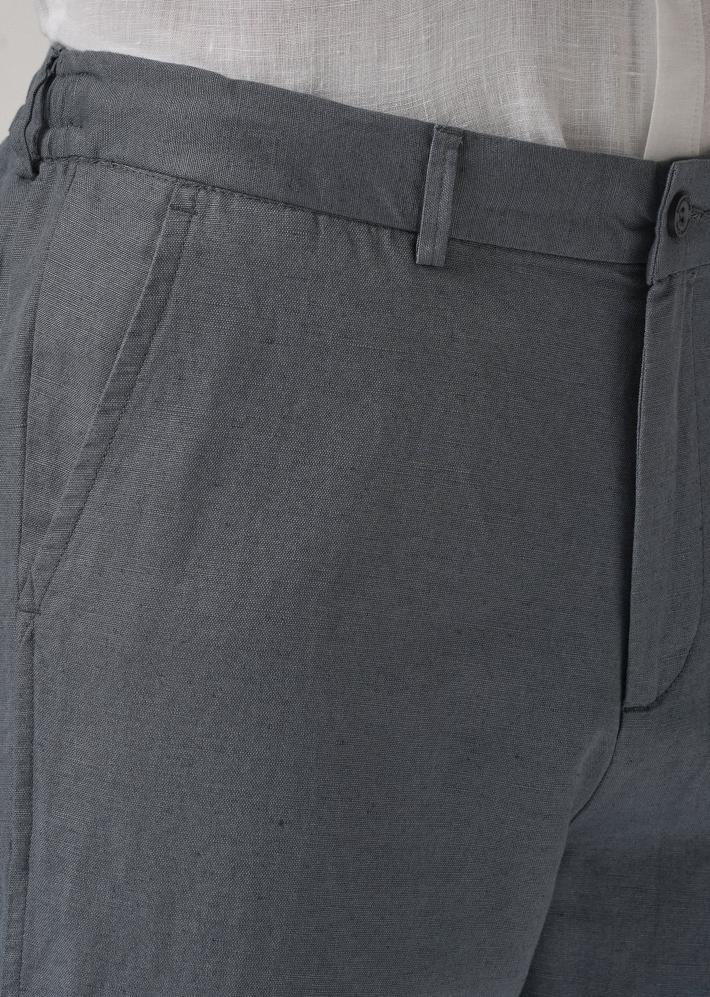 Grey Linen Relaxed Fit Trouser