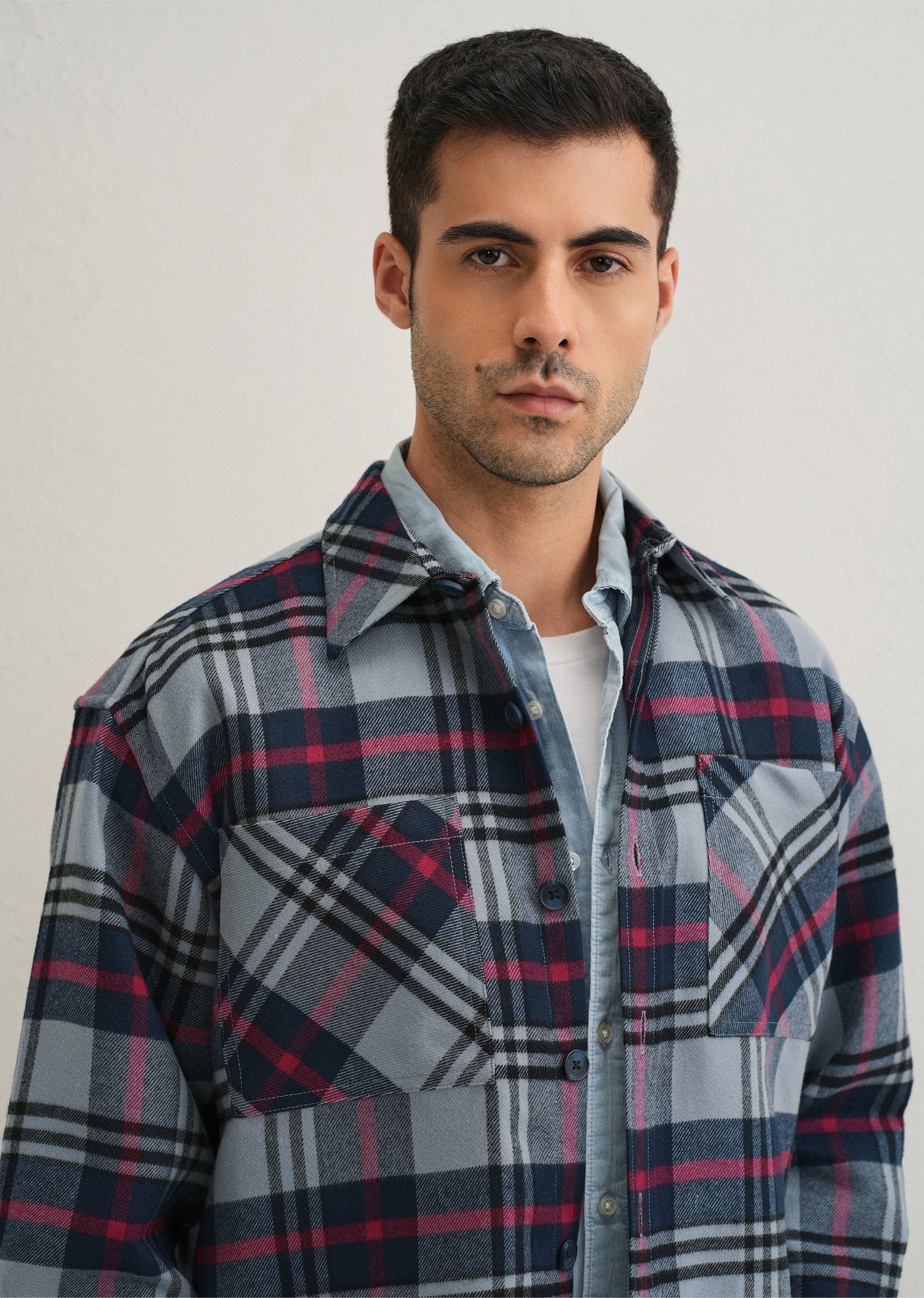 Grey Checked Relaxed Fit Shacket