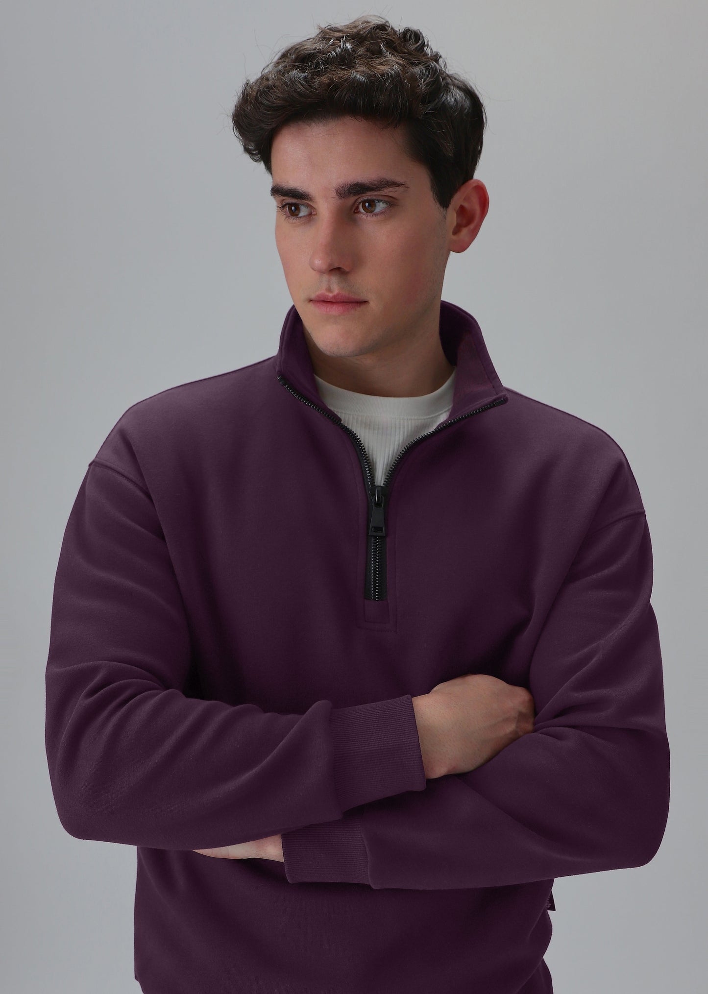 Half Zipped Purple Sweatshirt