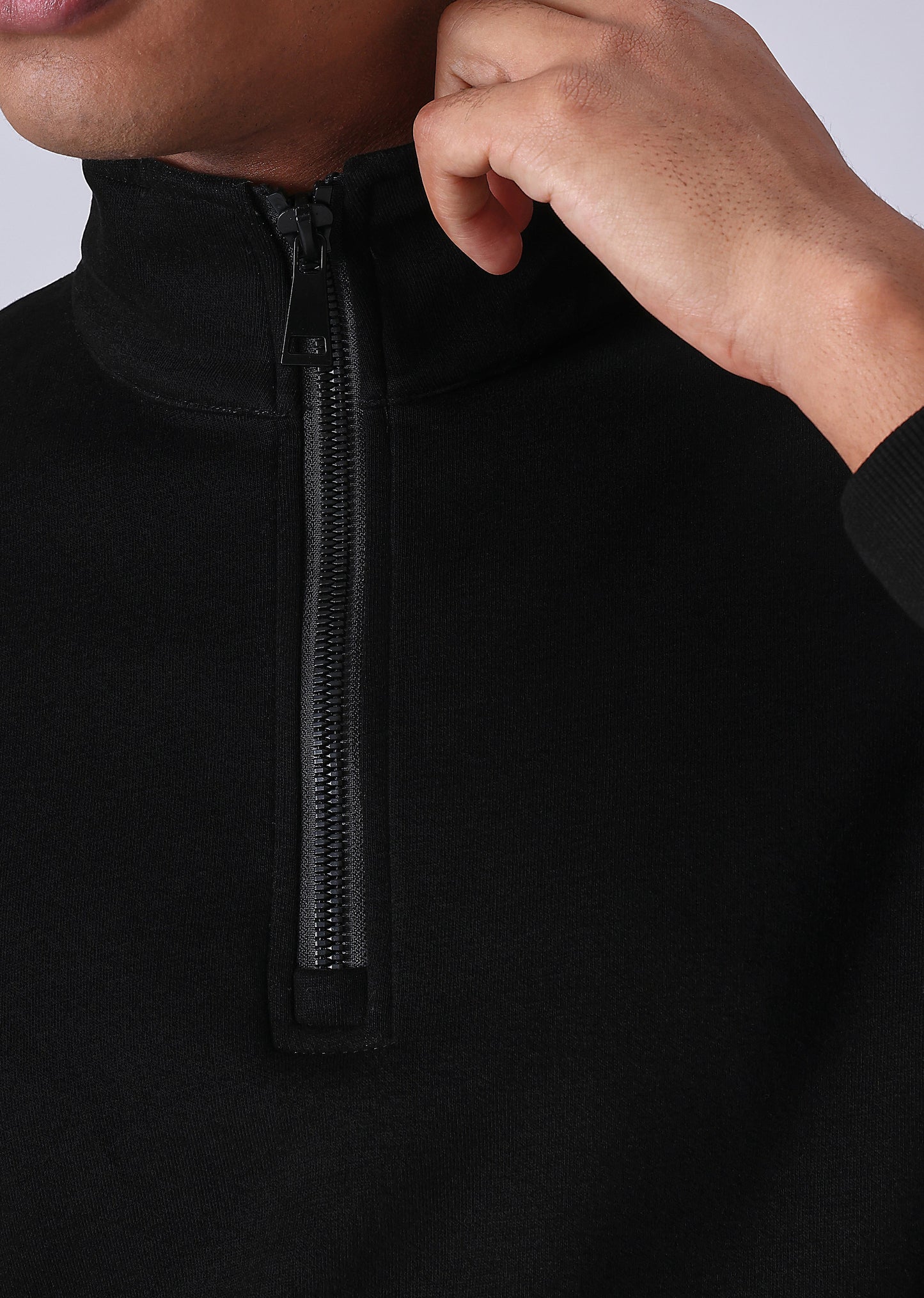 Half Zipper Black Sweatshirt