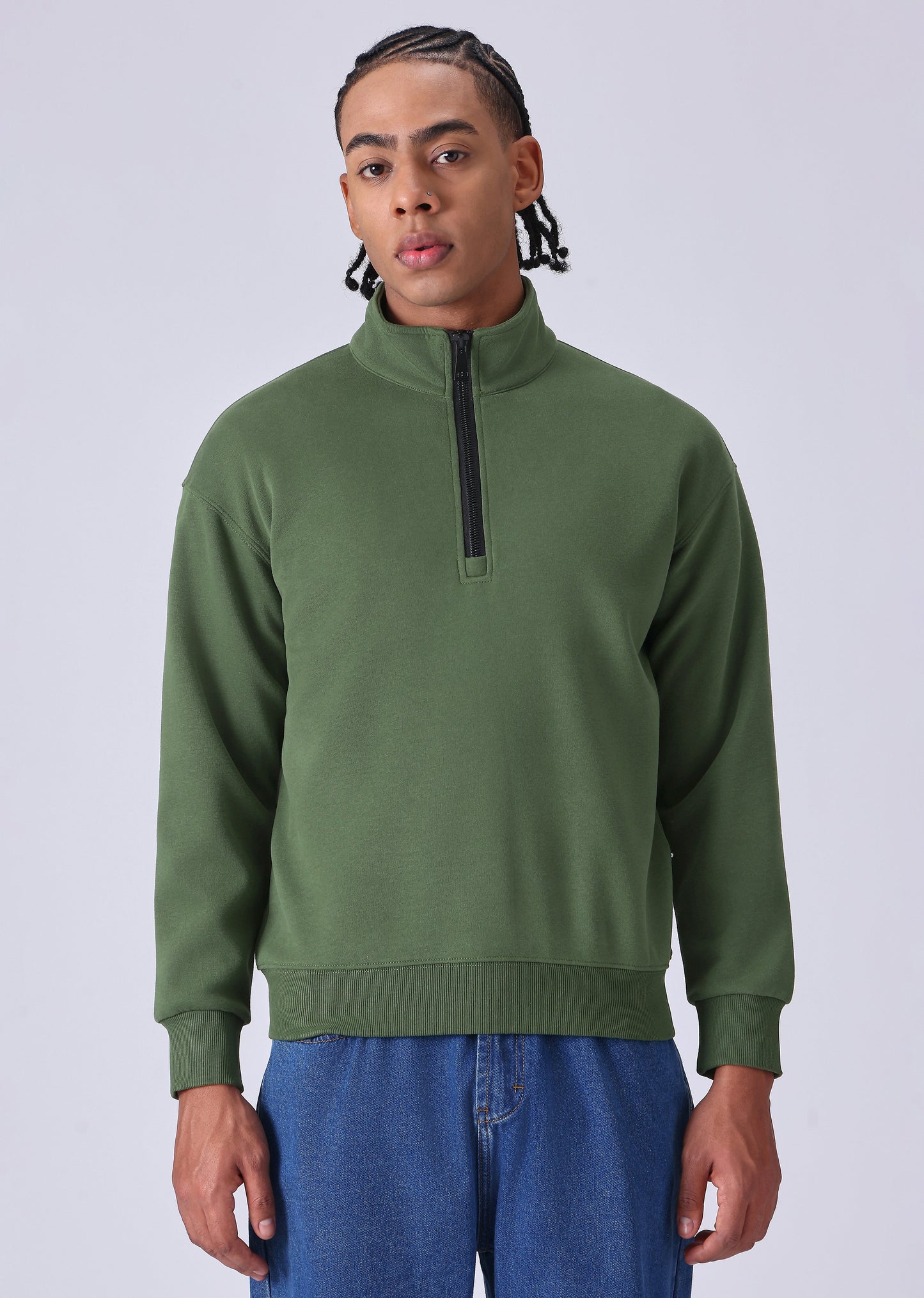Half Zipper Green Sweatshirt