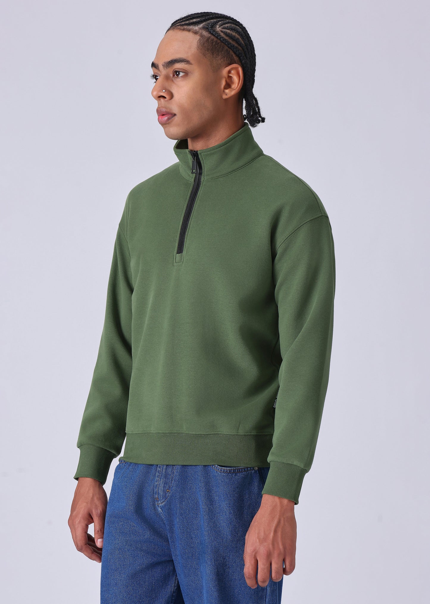 Half Zipper Green Sweatshirt