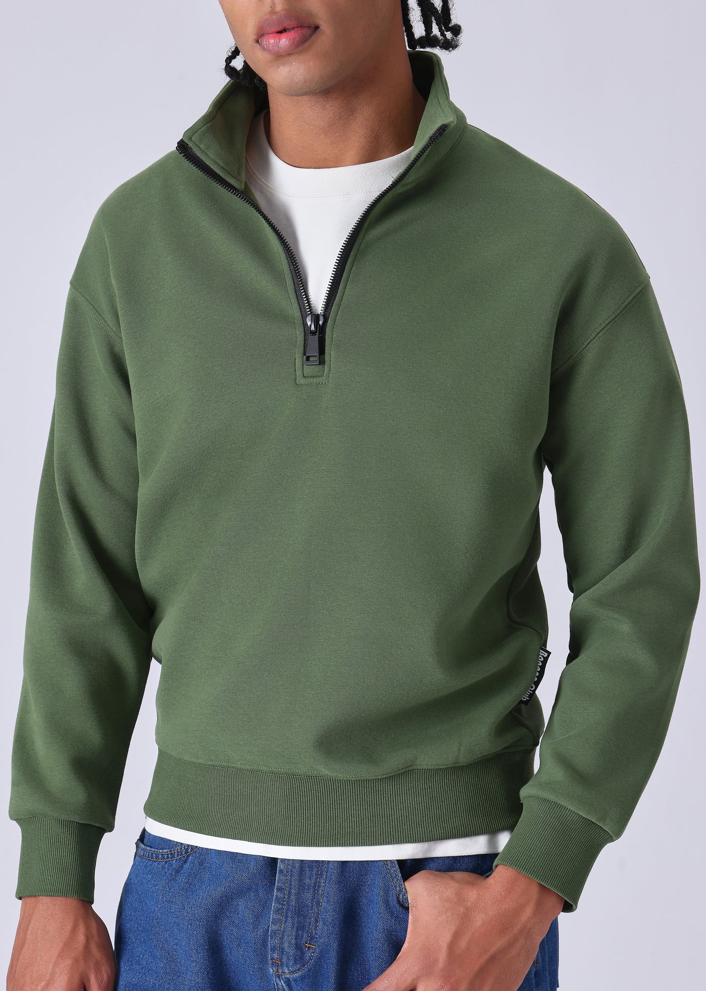 Half Zipper Green Sweatshirt