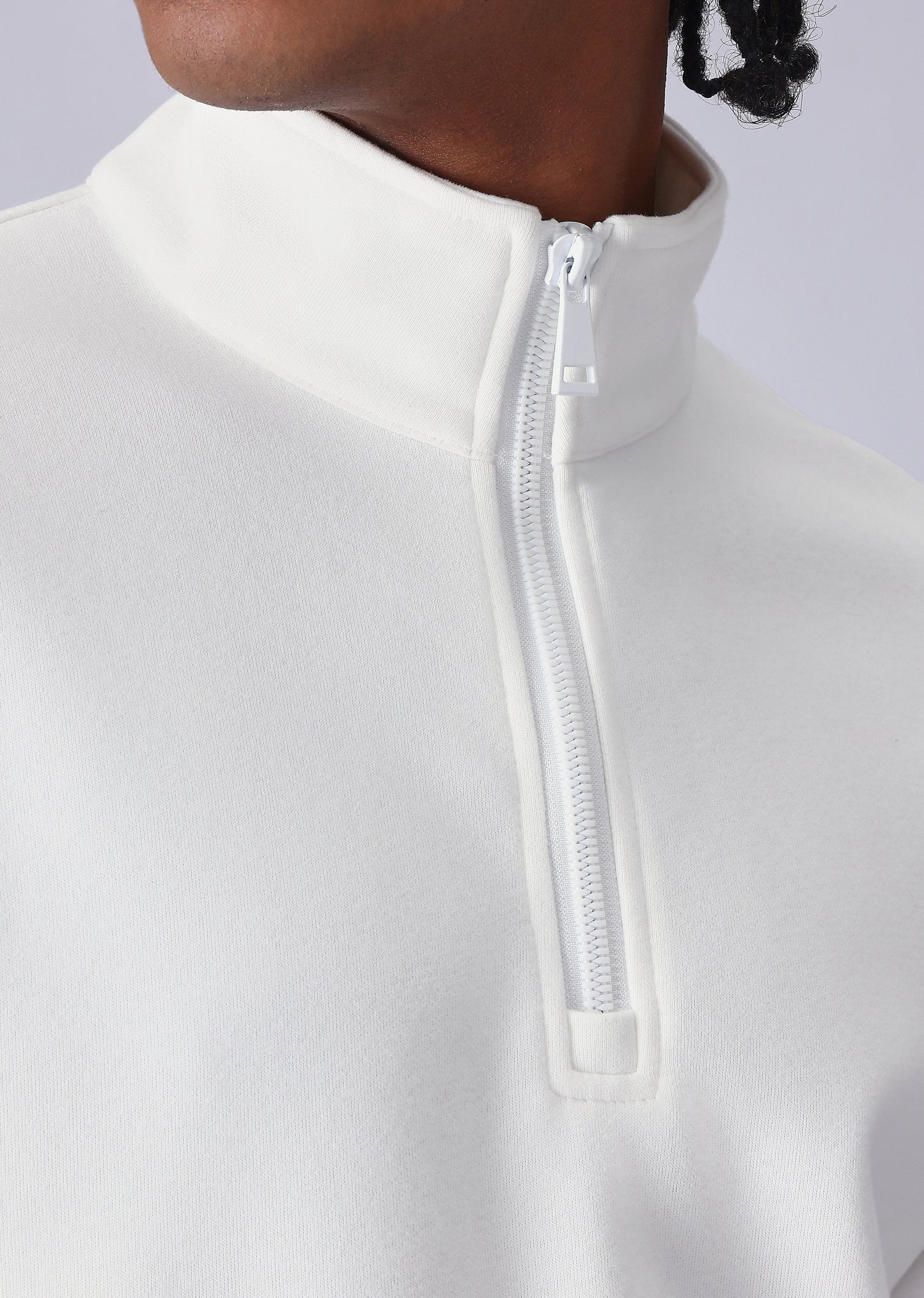 Half Zipper White Sweatshirt