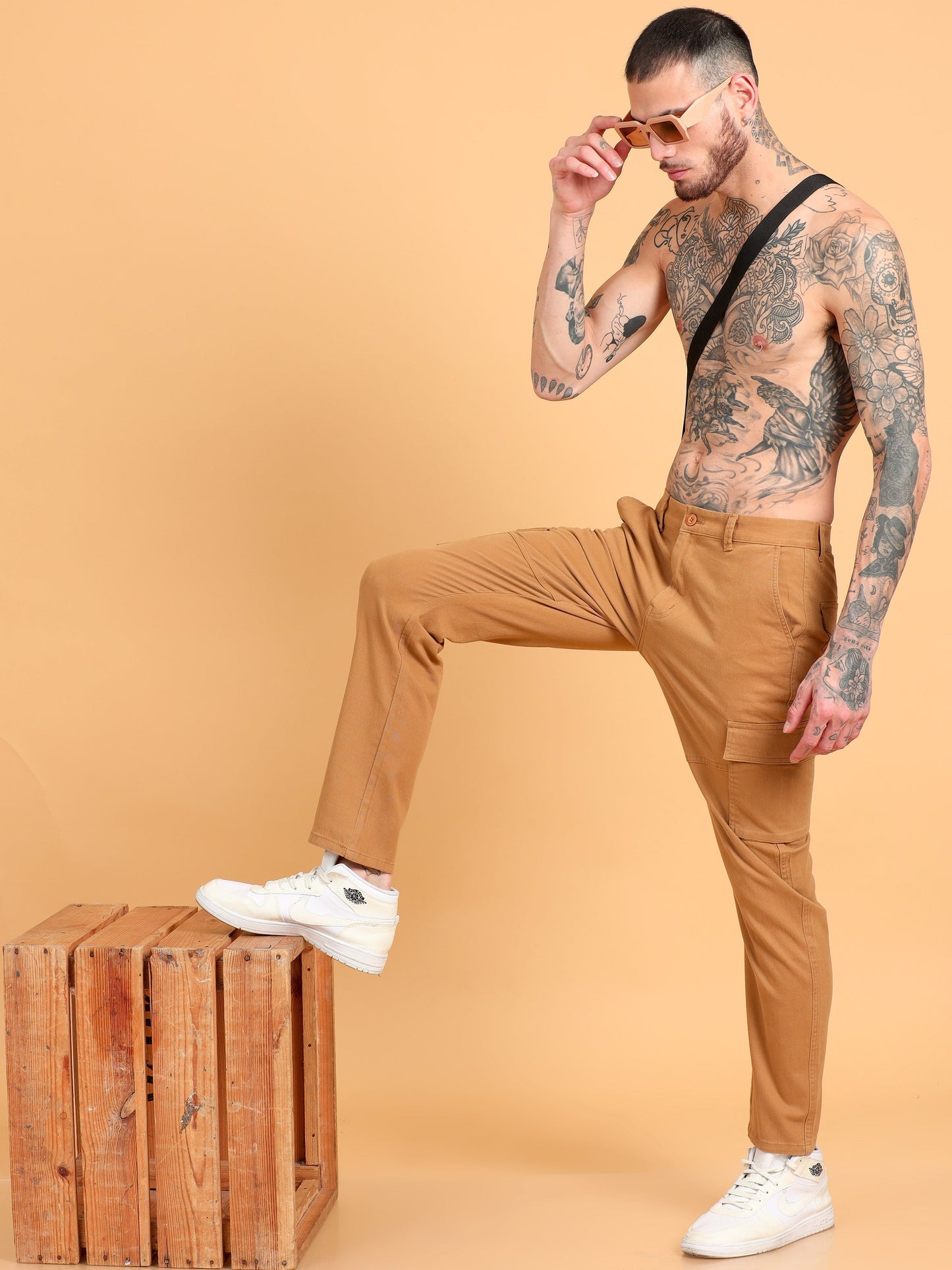 Pack of 2 Cotton Regular Fit Cargo Trousers, KHAKI GRAPHITE GREY