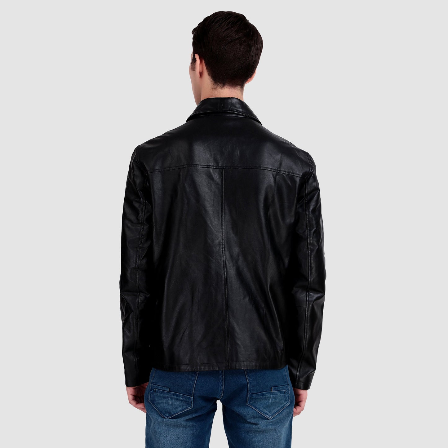 Formal Black Leather Coller Jackets Men