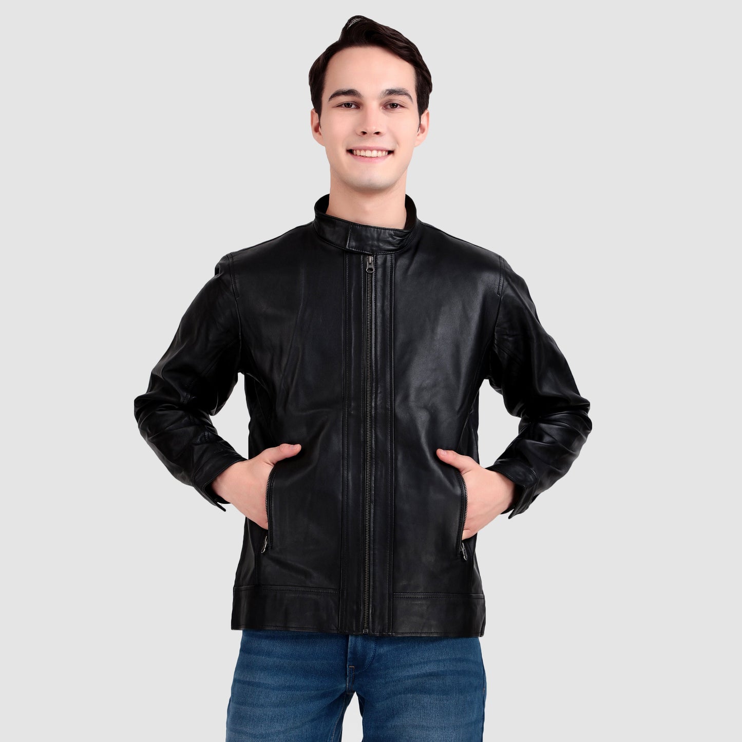 Iconic Plain Black Moto Jacket