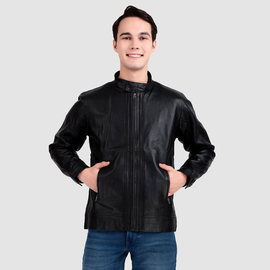 Iconic Plain Black Moto Jacket