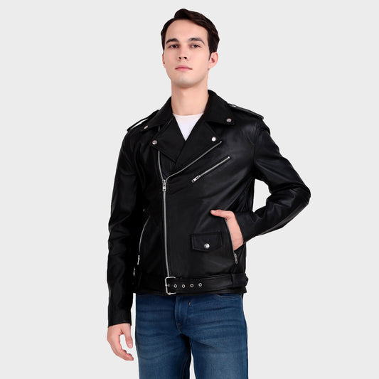 Motorcycle Black Leather Jacket