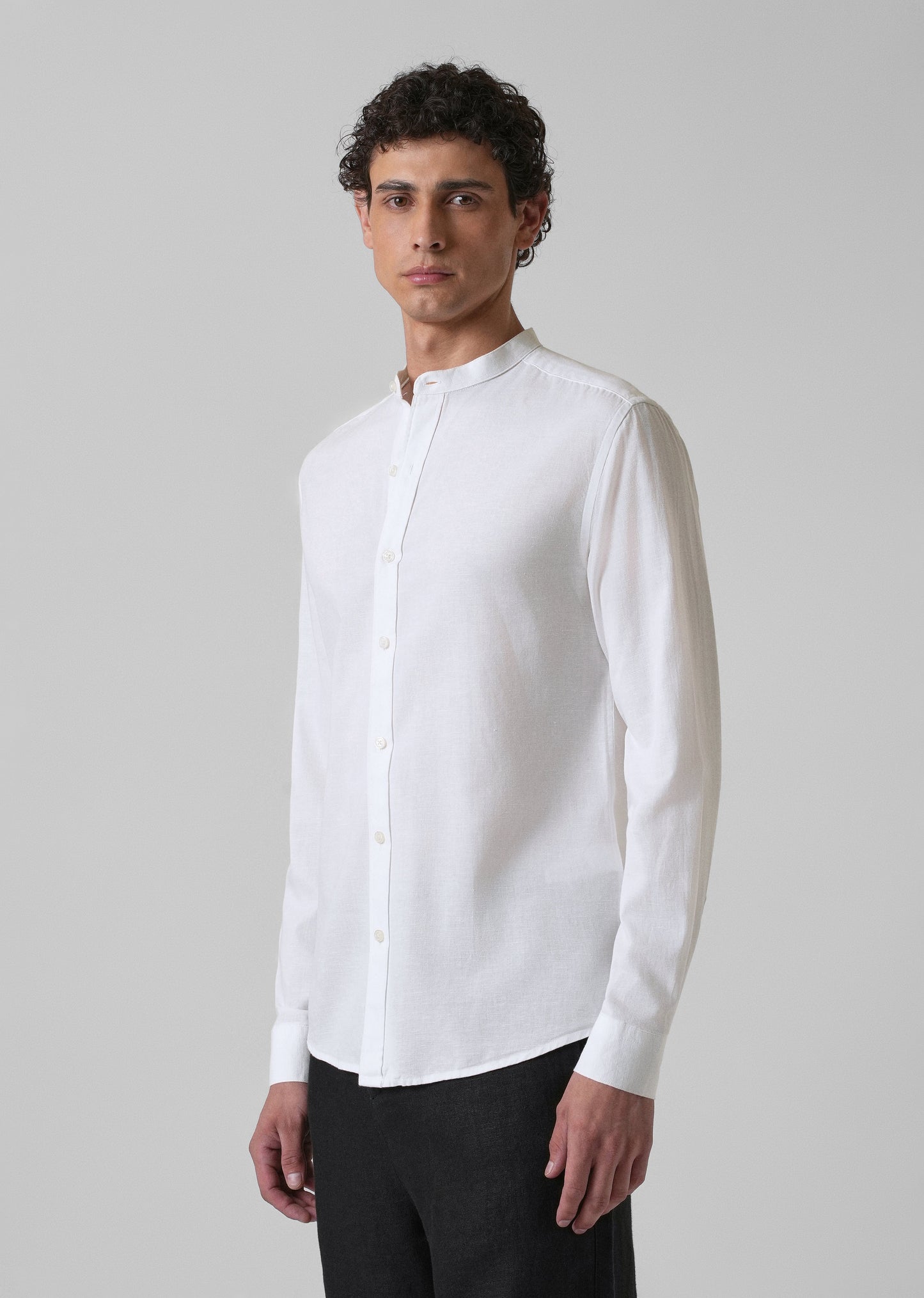 Ivory White Cotton Linen Shirt