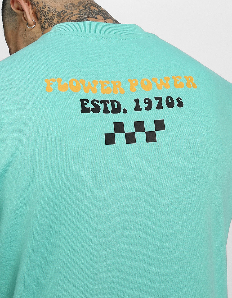 Keep Growing Green Front Printed Regular Fit Sweatshirt