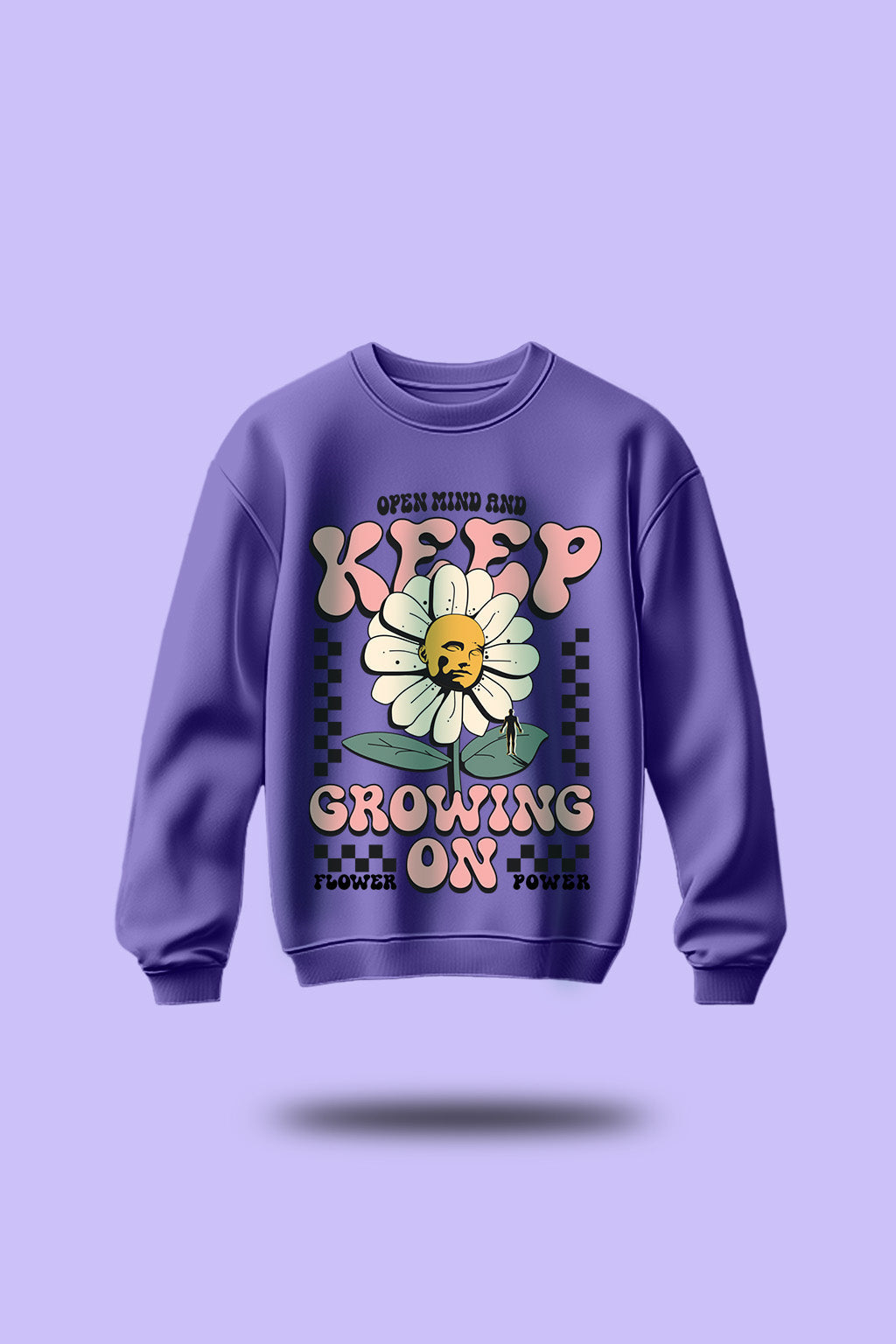 Keep Growing Purple Front Printed Regular Fit Sweatshirt