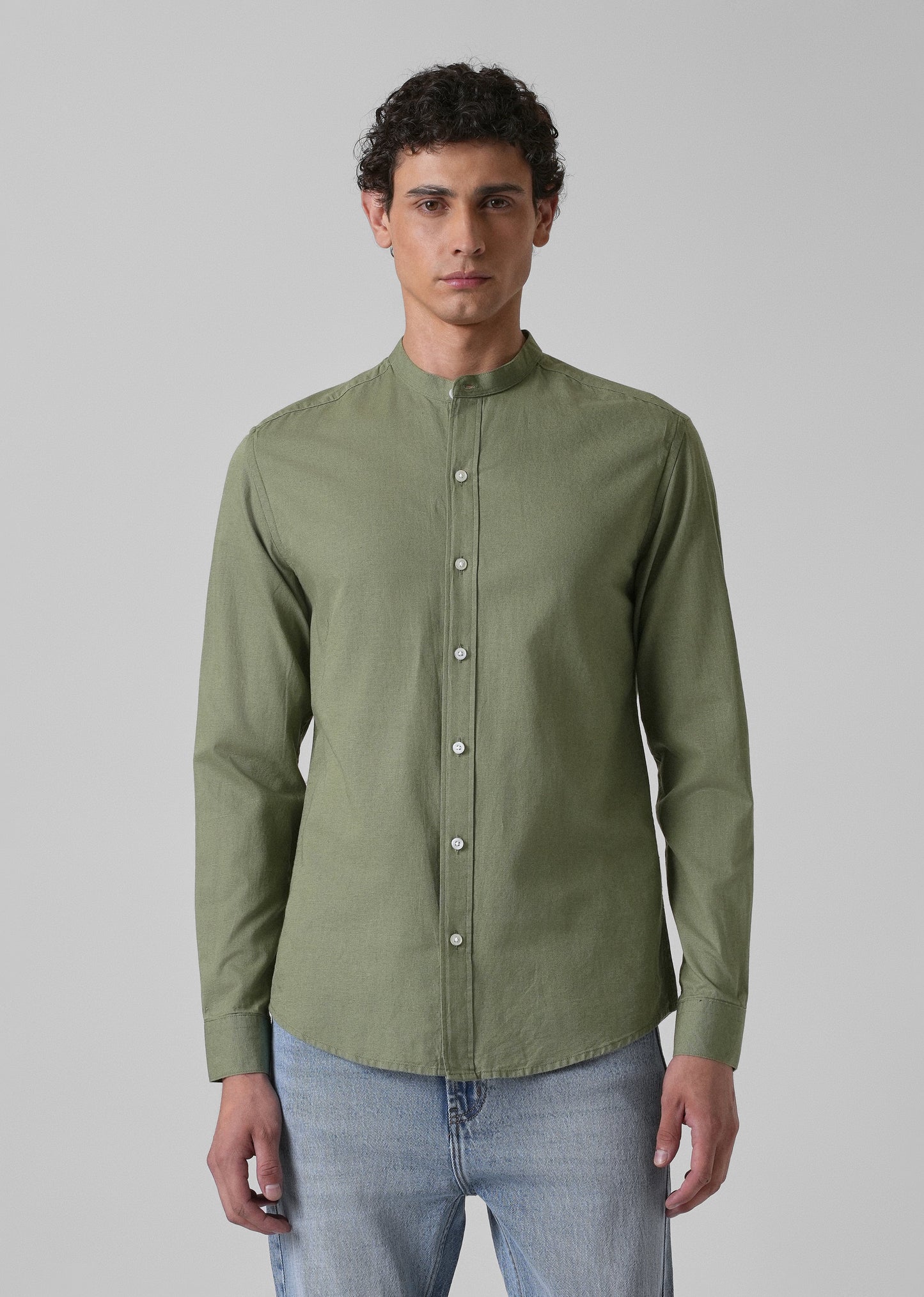Kelly Green Cotton Linen Shirt