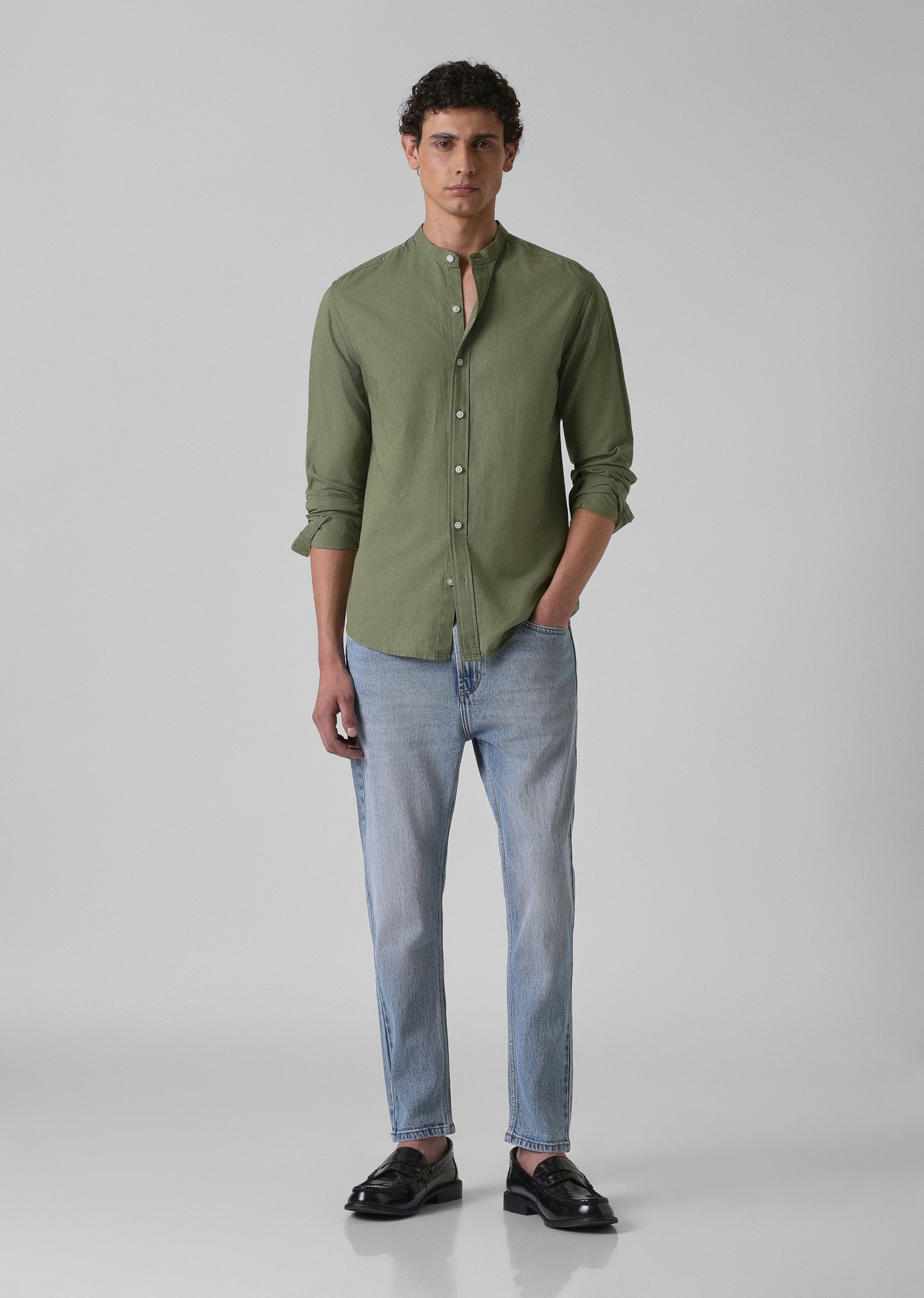 Kelly Green Cotton Linen Shirt