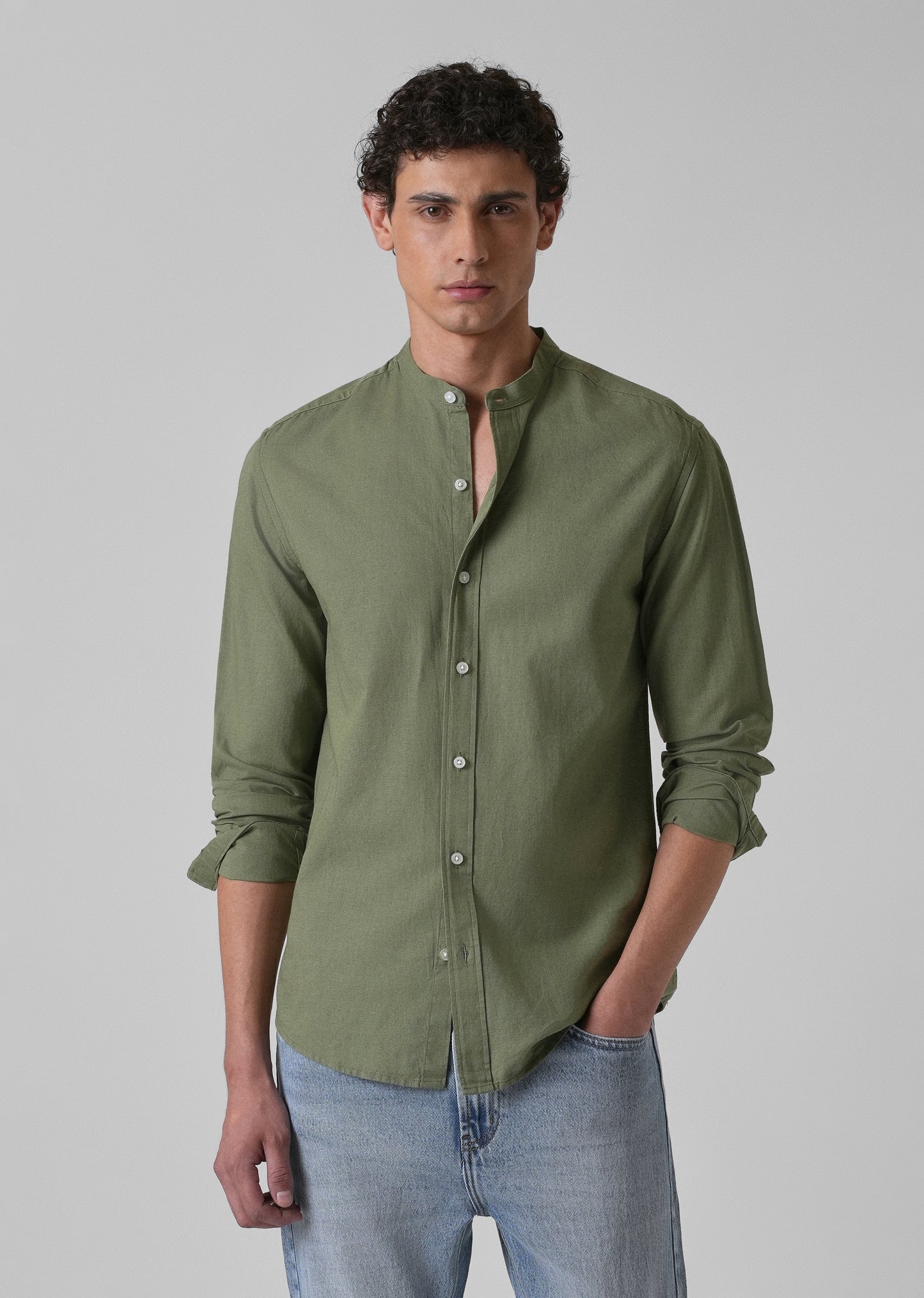 Kelly Green Cotton Linen Shirt