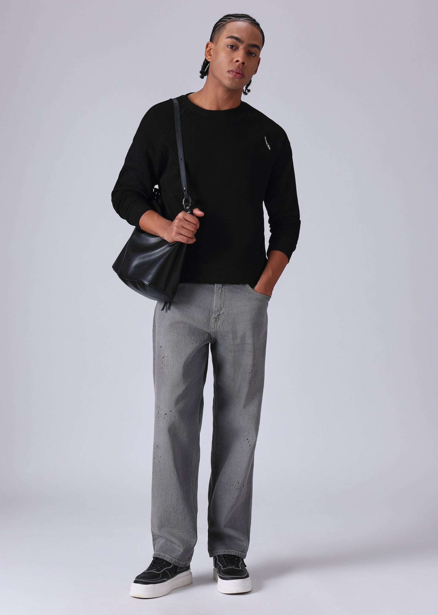 Knit Cut and Sew Black Sweatshirt