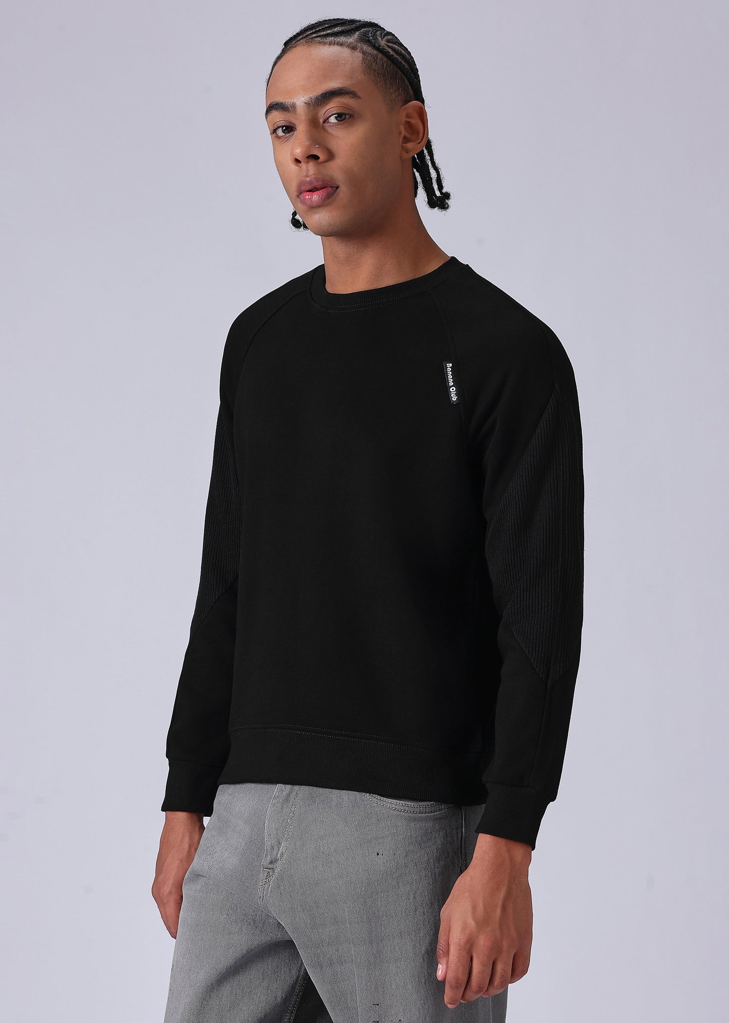 Knit Cut and Sew Black Sweatshirt