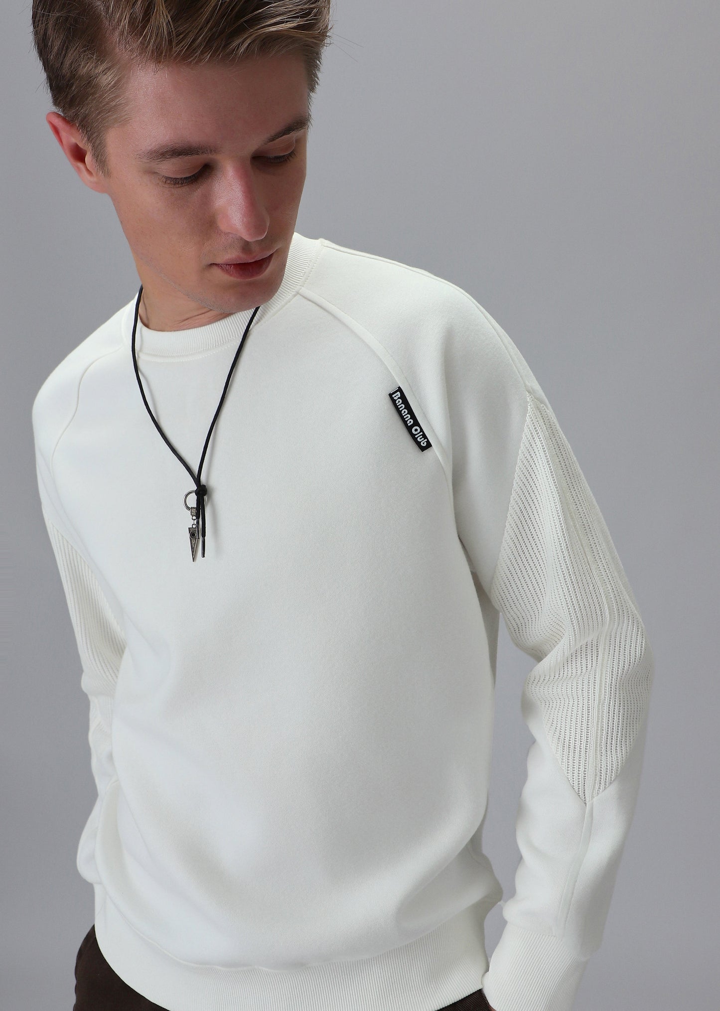 Knit Cut and Sew White Sweatshirt