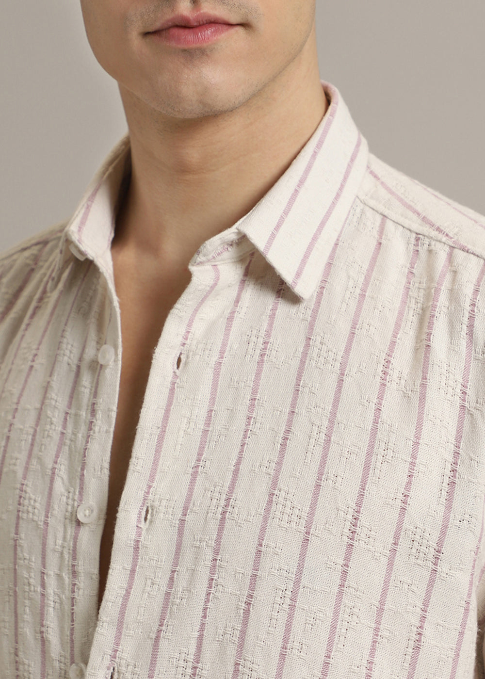 Lavender Stripe Textured Shirt